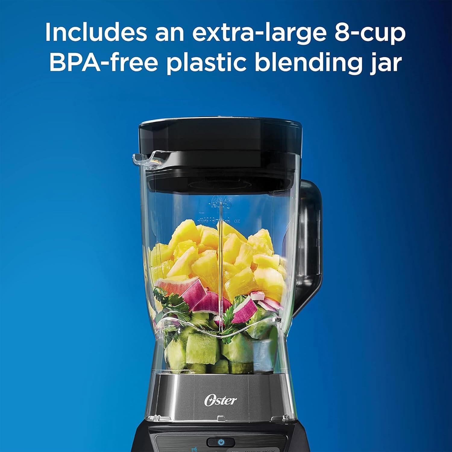 image:imageOster Blender and Food Processor Combo with 3 Settings for Smoothies Shakes and Food Chopping Includes 2 24Ounce Cups and Lids Carbon Grey3in1 Kitchen System Texture Select Blender