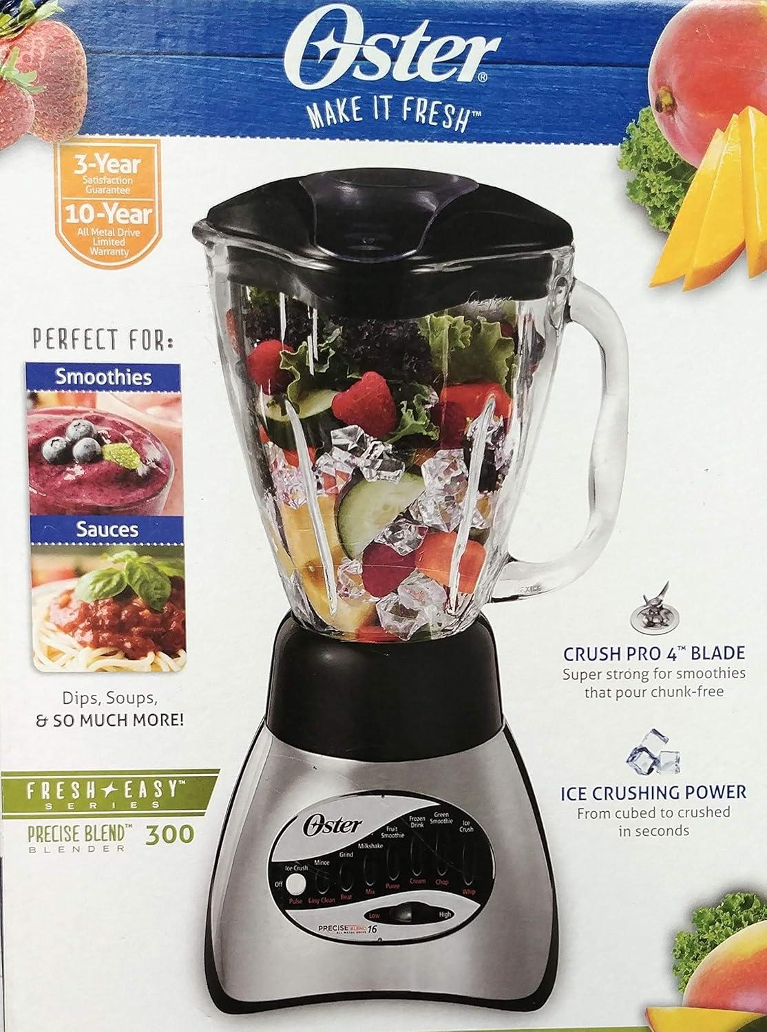 image:imageOster Classic Series 16Speed Blender with 5Cup Glass Jar Countertop Kitchen Blender Brushed NickelCountertop Blenders