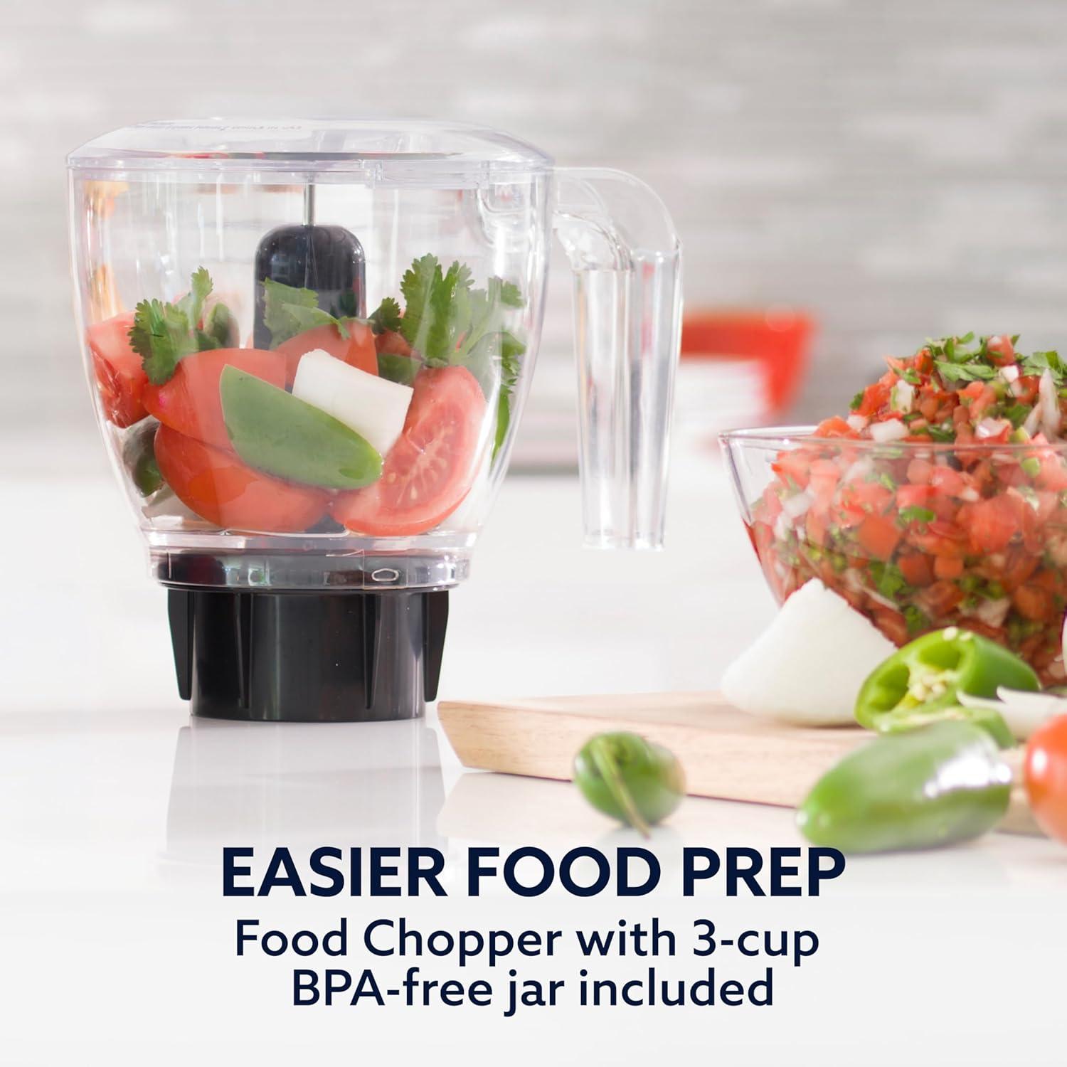 image:imageOster Classic Series 16Speed Blender with Food Chopper amp 6Cup Glass Jar Countertop Kitchen Blender Brushed NickelBlack Glass Jar