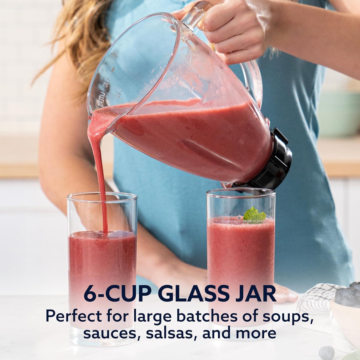 image:imageOster Classic Series 16Speed Blender with Food Chopper amp 6Cup Glass Jar Countertop Kitchen Blender Brushed NickelBlack Glass Jar