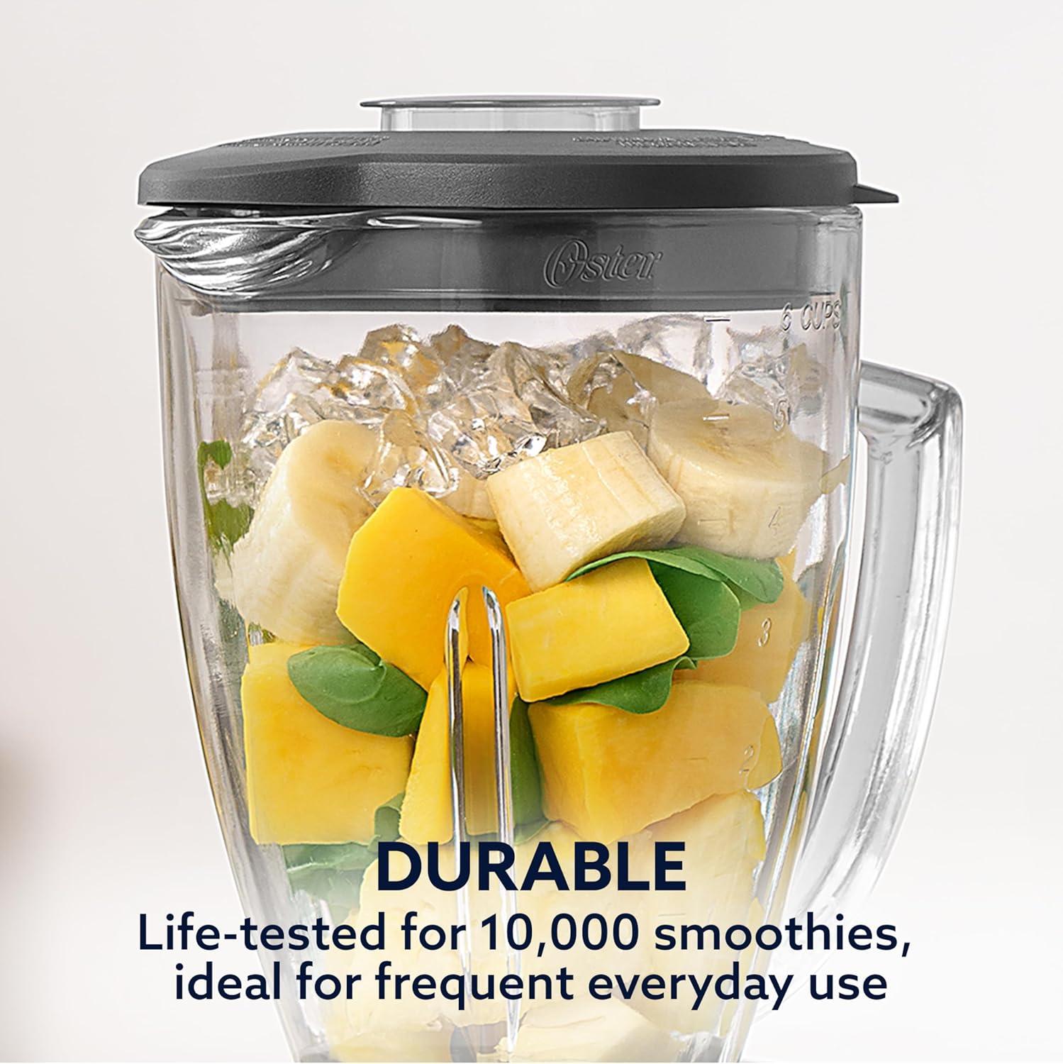 image:imageOster Classic Series 16Speed Blender with Food Chopper amp 6Cup Glass Jar Countertop Kitchen Blender Brushed NickelBlack Glass Jar