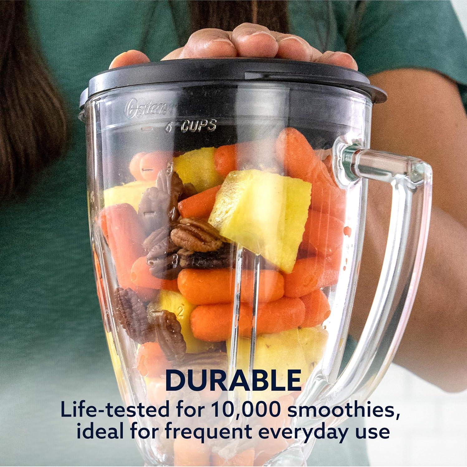 image:imageOster Classic Series Heritage Blender with 6Cup Glass Jar 1000 Peak Watts 600 Rated Watts Stainless Steel Countertop BlenderBlender