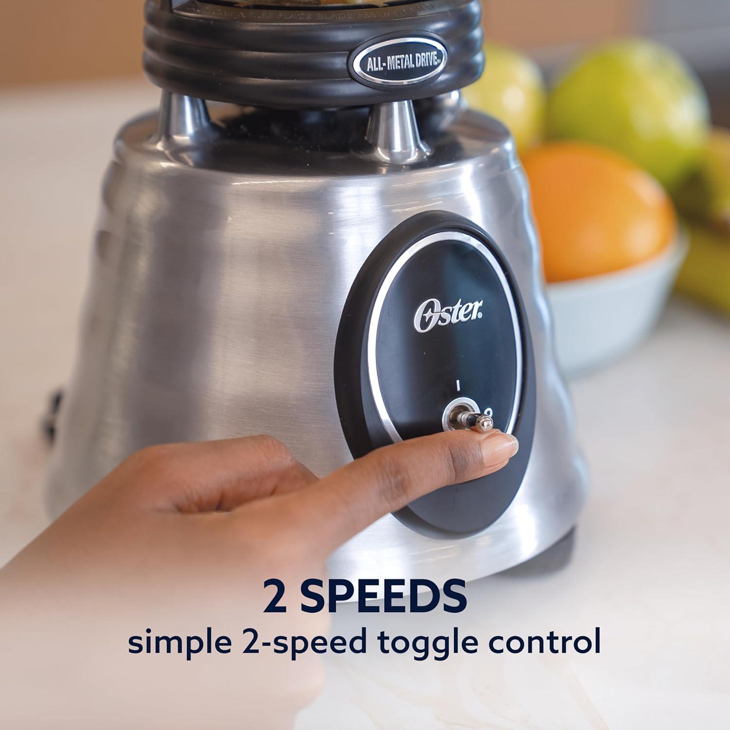 image:imageOster Classic Series Heritage Blender with 6Cup Glass Jar 1000 Peak Watts 600 Rated Watts Stainless Steel Countertop BlenderBlender