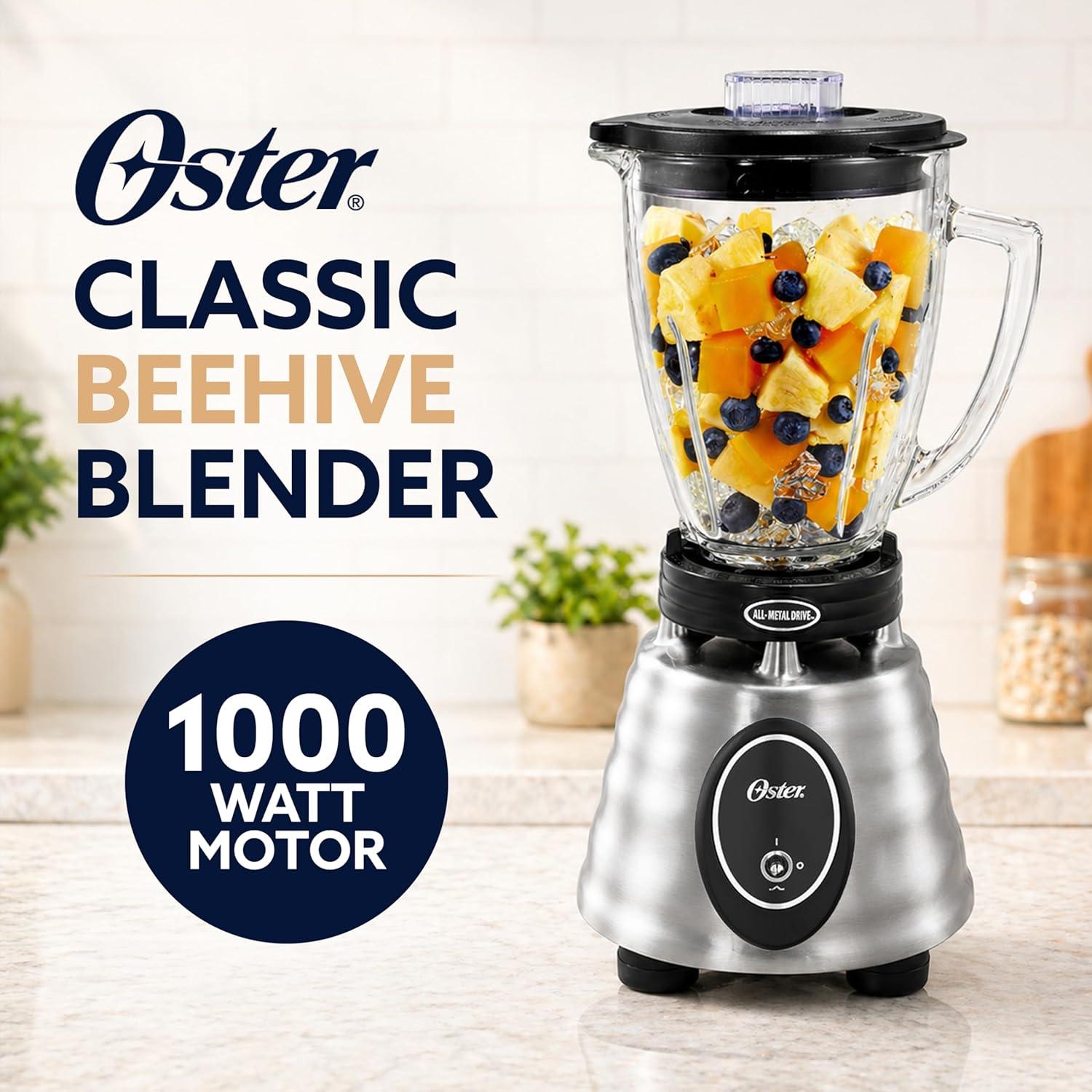 image:imageOster Classic Series Heritage Blender with 6Cup Glass Jar 1000 Peak Watts 600 Rated Watts Stainless Steel Countertop BlenderBlender