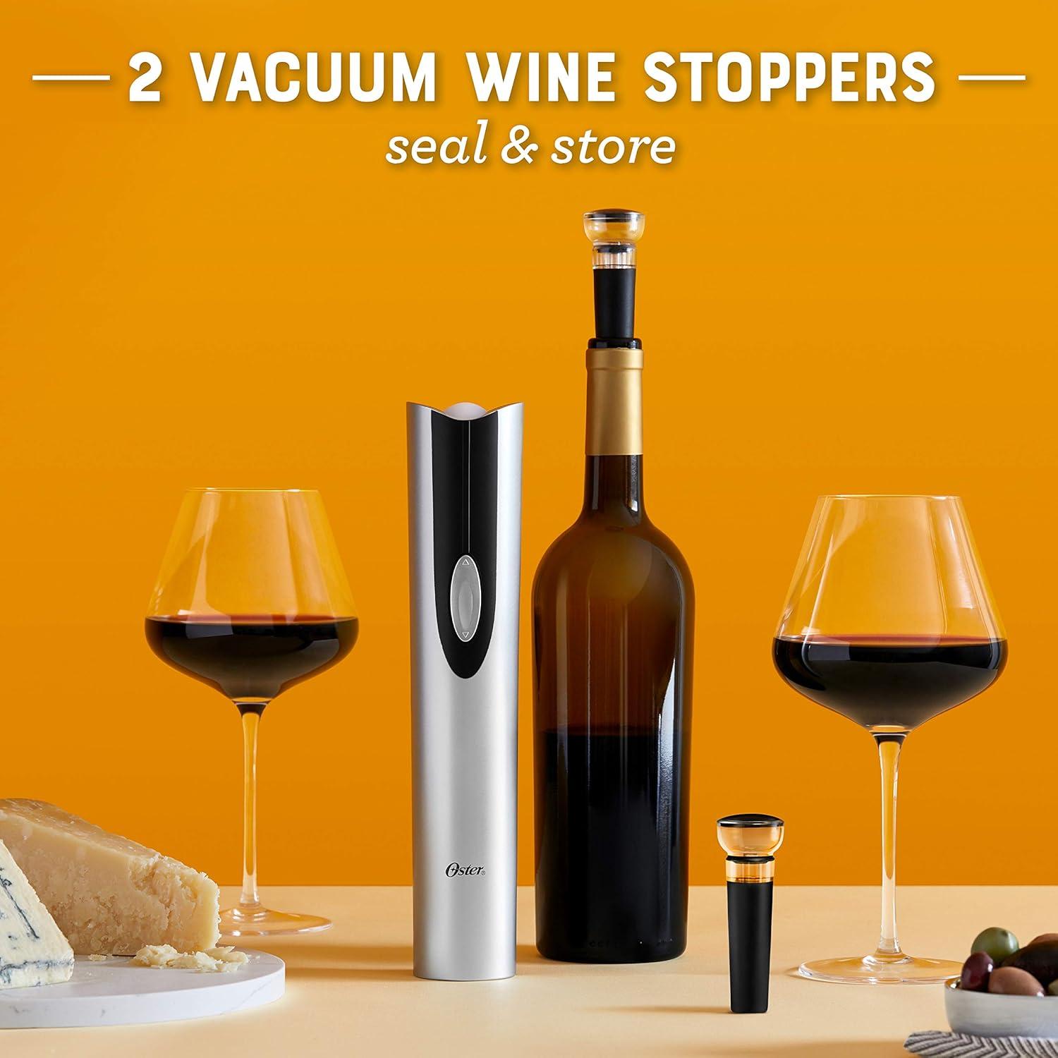 image:imageOster Cordless Electric Wine Bottle Opener with Foil Cutter SilverBlack