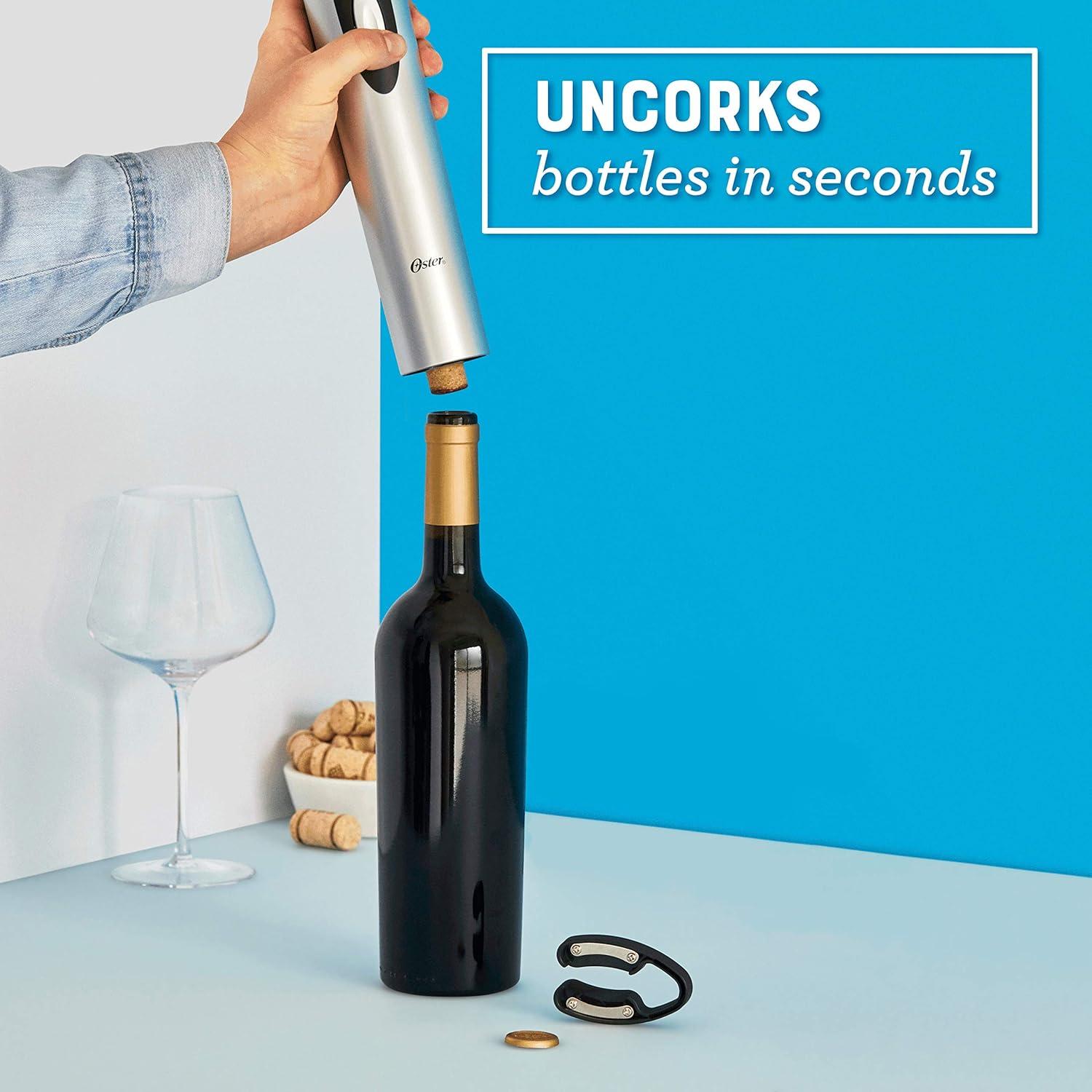 image:imageOster Cordless Electric Wine Bottle Opener with Foil Cutter SilverSilver
