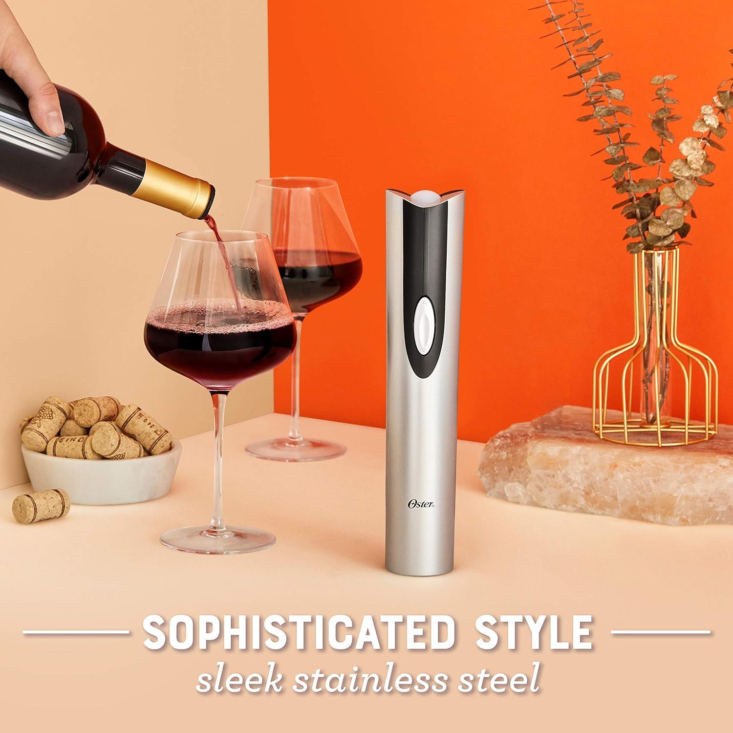 image:imageOster Cordless Electric Wine Bottle Opener with Foil Cutter SilverSilver