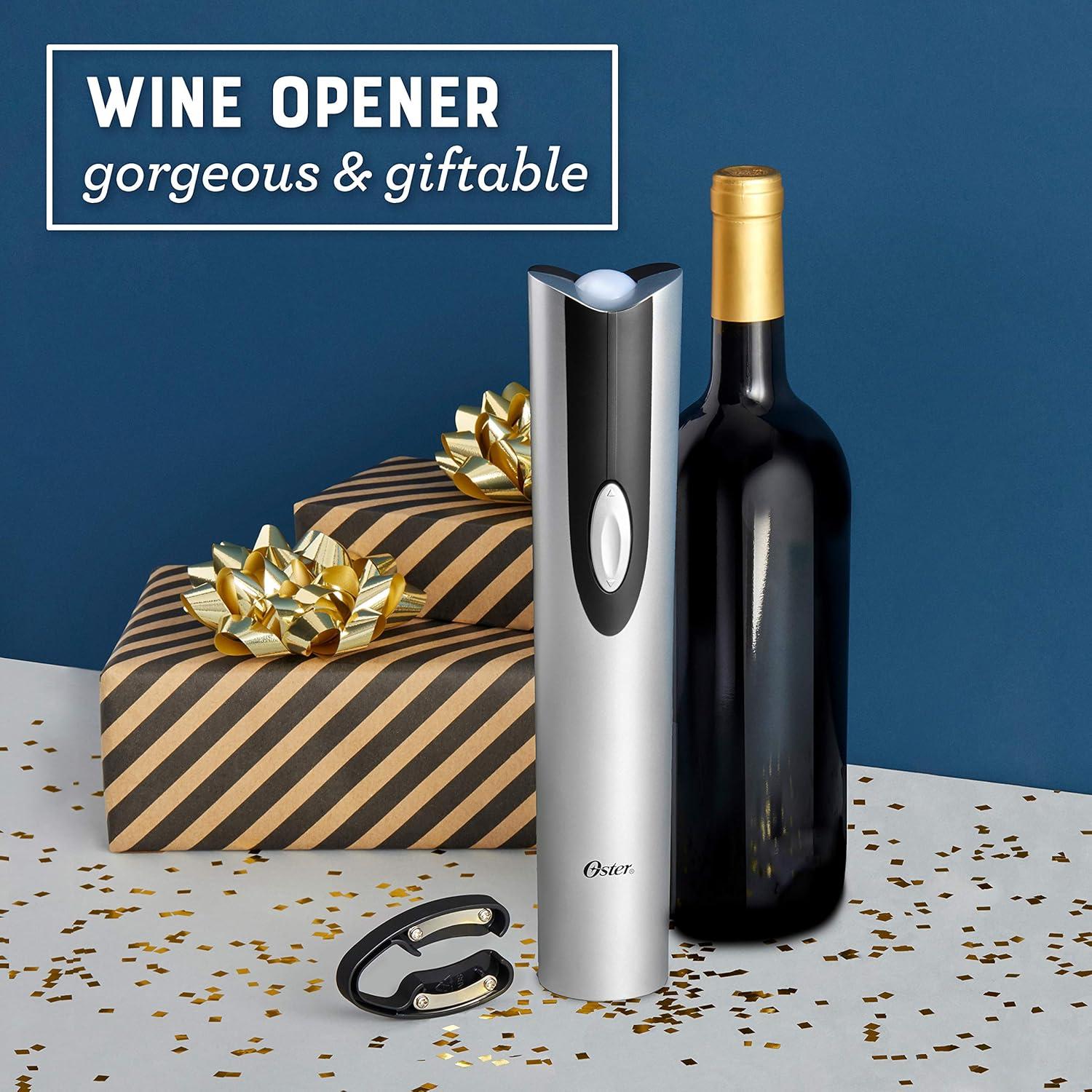 image:imageOster Cordless Electric Wine Bottle Opener with Foil Cutter SilverSilver