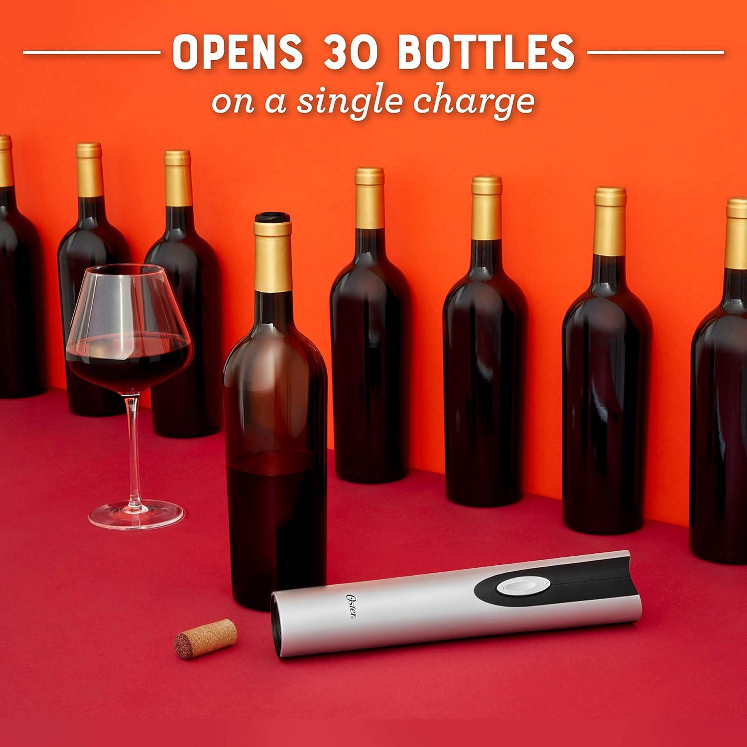 image:imageOster Cordless Electric Wine Bottle Opener with Foil Cutter SilverSilver