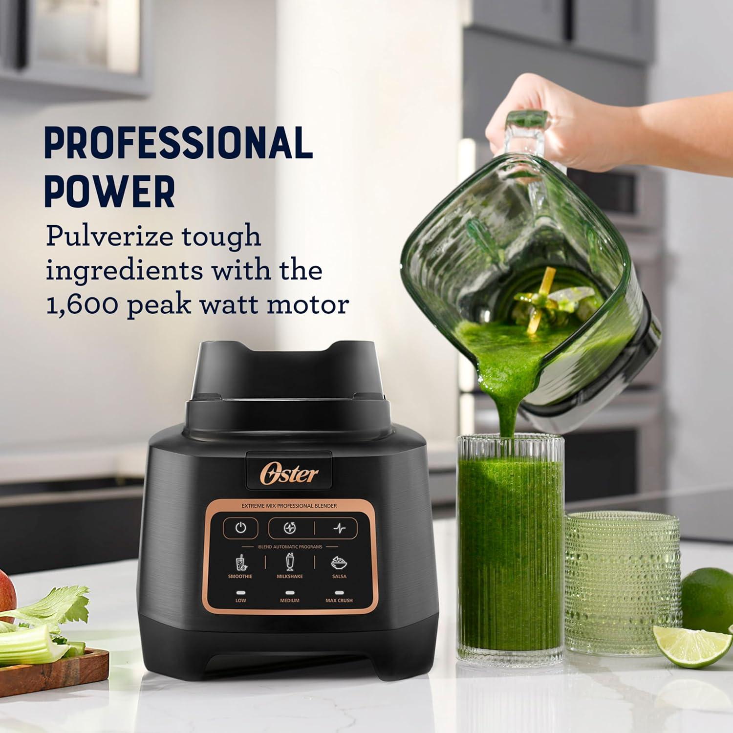 image:imageOster Extreme Mix Blender 1500Watt HighSpeed Countertop Blender with 64oz Jar amp Auto Programs Perfect for Smoothies Milkshakes Salsa1600 Watts Glass Jar w Cup