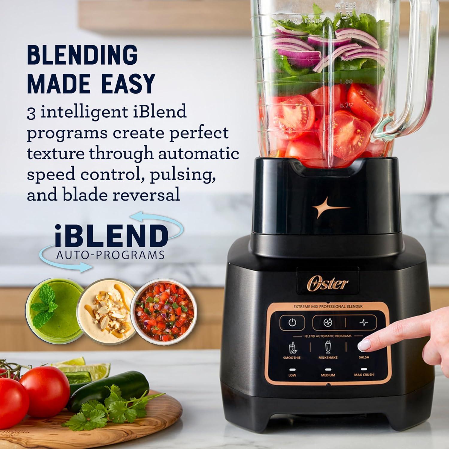 image:imageOster Extreme Mix Blender 1500Watt HighSpeed Countertop Blender with 64oz Jar amp Auto Programs Perfect for Smoothies Milkshakes Salsa1600 Watts Glass Jar w Cup