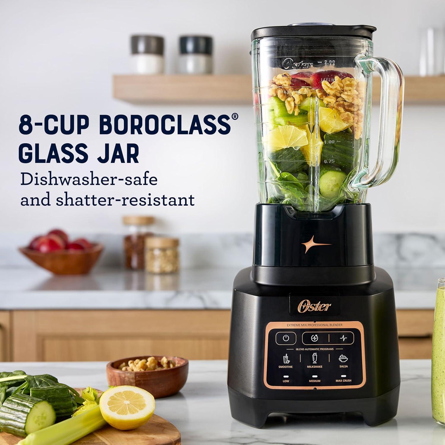 image:imageOster Extreme Mix Blender 1500Watt HighSpeed Countertop Blender with 64oz Jar amp Auto Programs Perfect for Smoothies Milkshakes Salsa1600 Watts Glass Jar w Cup