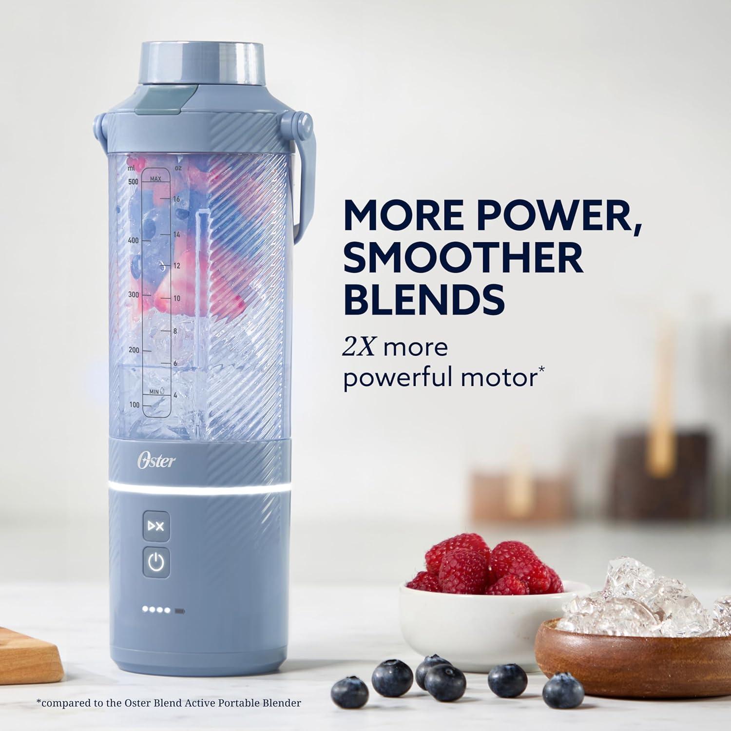 image:imageOster GoMax Portable Blender 20 oz Cordless Personal Blender for Smoothies amp Shakes USBC Rechargeable AntiJam Reversible Blade LeakProof Travel Lid Dishwasher Safe Parts BPAFree BlueBlue