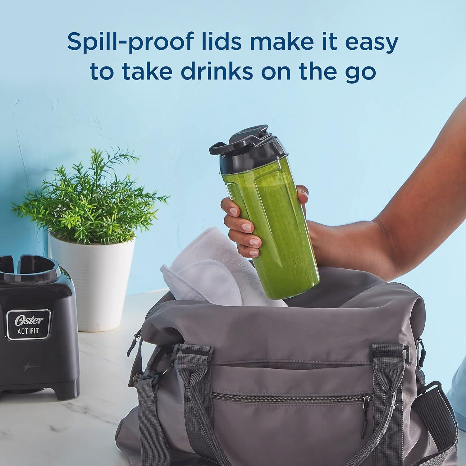 image:imageOster Personal Blender for Shakes Smoothies and Single Serve Portable Cups with 2 20ounce OntheGo Spill Proof Cups and Lids BPAFree amp DishwasherSafe Black