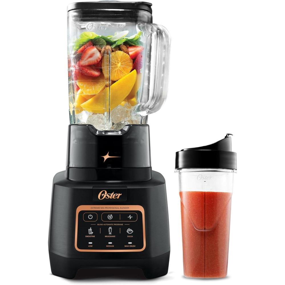 image:imageOster Extreme Mix Blender 1500Watt HighSpeed Countertop Blender with 64oz Jar amp Auto Programs Perfect for Smoothies Milkshakes Salsa1600 Watts Glass Jar w Cup