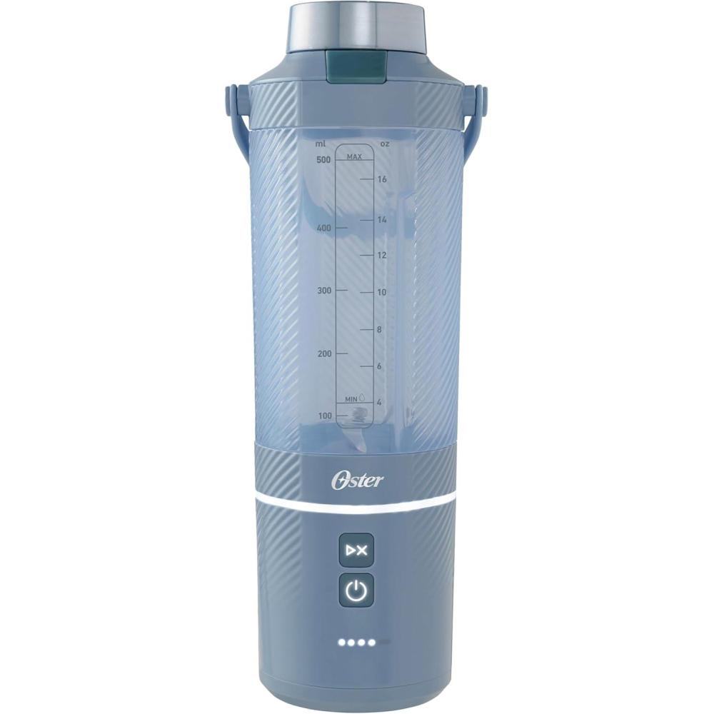 image:imageOster GoMax Portable Blender 20 oz Cordless Personal Blender for Smoothies amp Shakes USBC Rechargeable AntiJam Reversible Blade LeakProof Travel Lid Dishwasher Safe Parts BPAFree BlueBlue