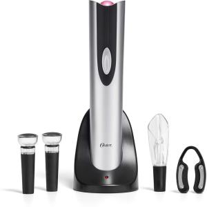 image:imageOster Cordless Electric Wine Bottle Opener with Foil Cutter SilverBlack