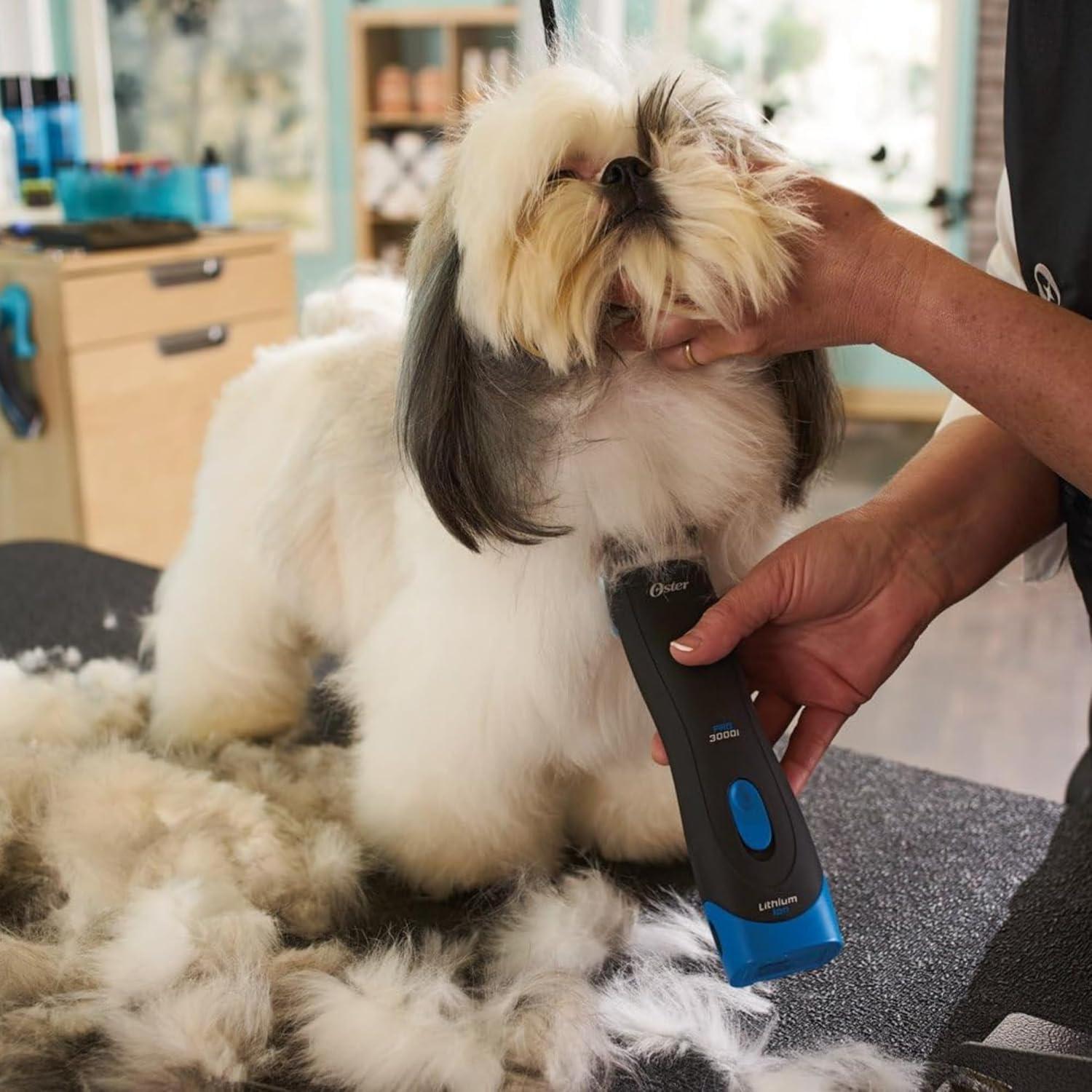 image:imageOster Professional Cordless 3000i Dog amp Animal Clippers Pet Livestock amp Dog Grooming Clippers Ergonomic Heavy Duty Design Includes Size 10 CryogenX Blade Battery amp Charging StandBlackBlue