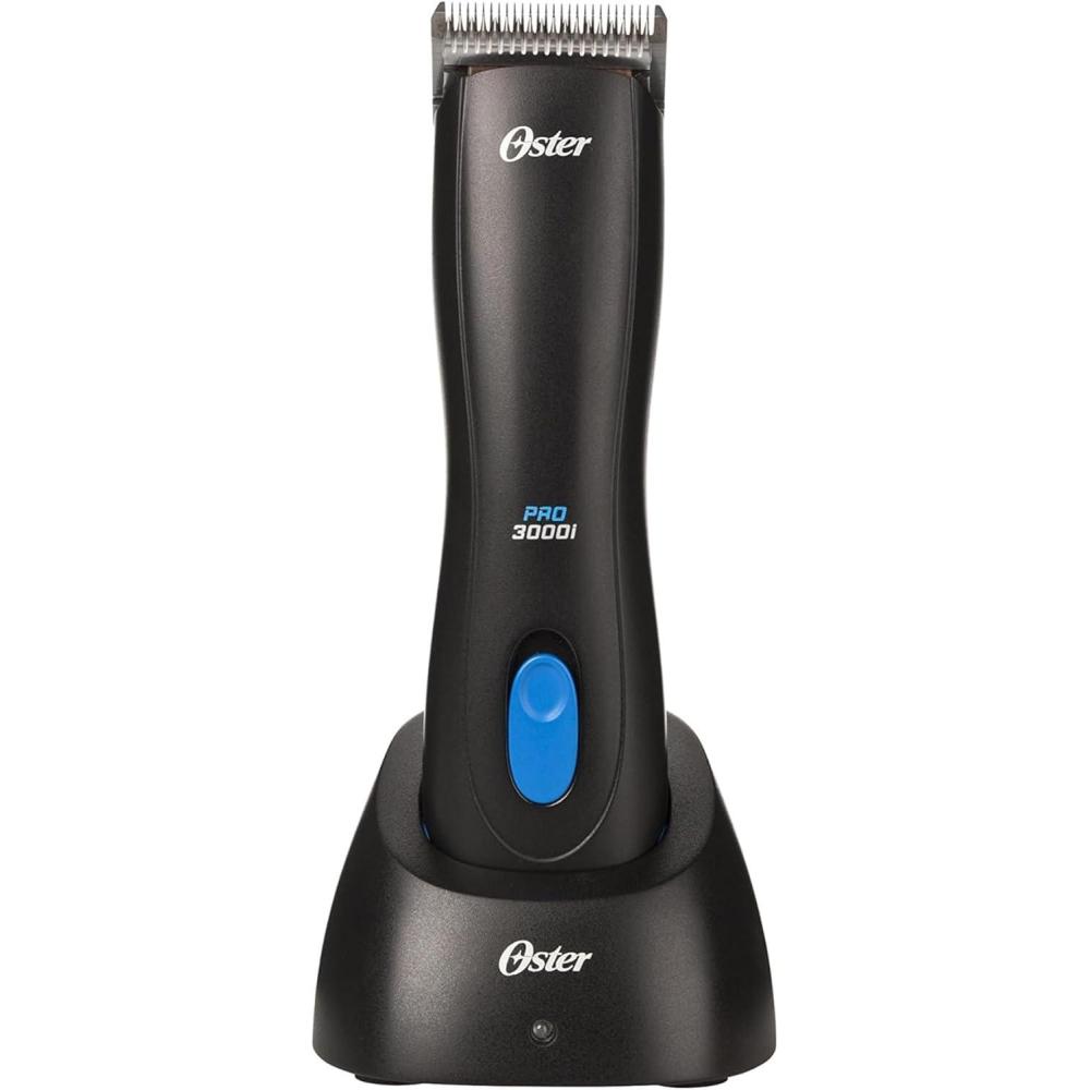 image:imageOster Professional Cordless 3000i Dog amp Animal Clippers Pet Livestock amp Dog Grooming Clippers Ergonomic Heavy Duty Design Includes Size 10 CryogenX Blade Battery amp Charging StandBlackBlue