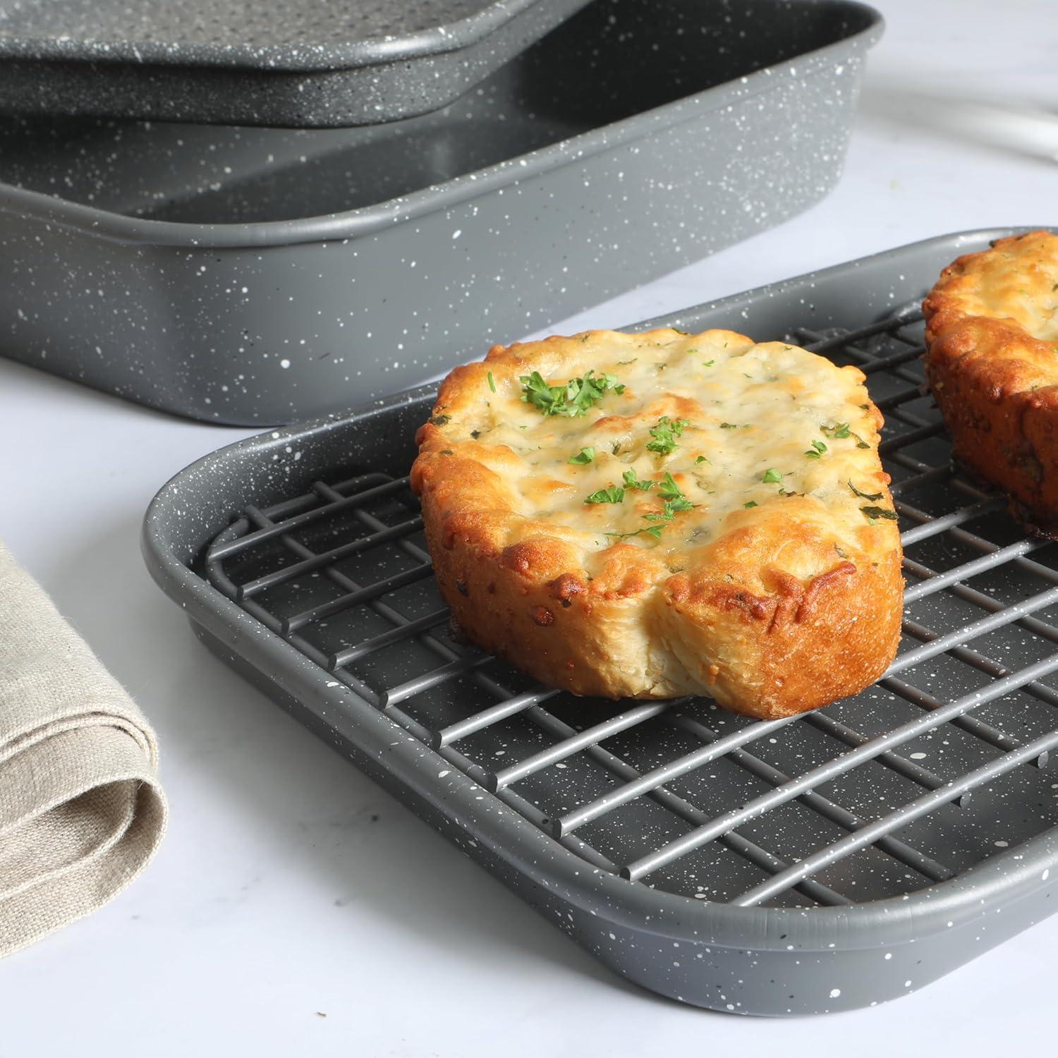 image:imageOster Greystone Premium 4Piece Carbon Steel Toaster Oven Bakerware Set PFOA Free NonStick Bakeware for Easy Cooking