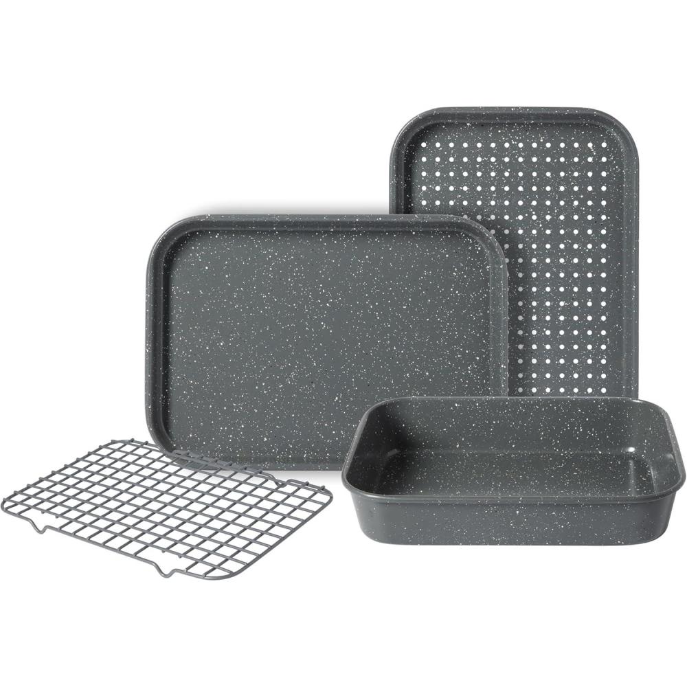 image:imageOster Greystone Premium 4Piece Carbon Steel Toaster Oven Bakerware Set PFOA Free NonStick Bakeware for Easy Cooking