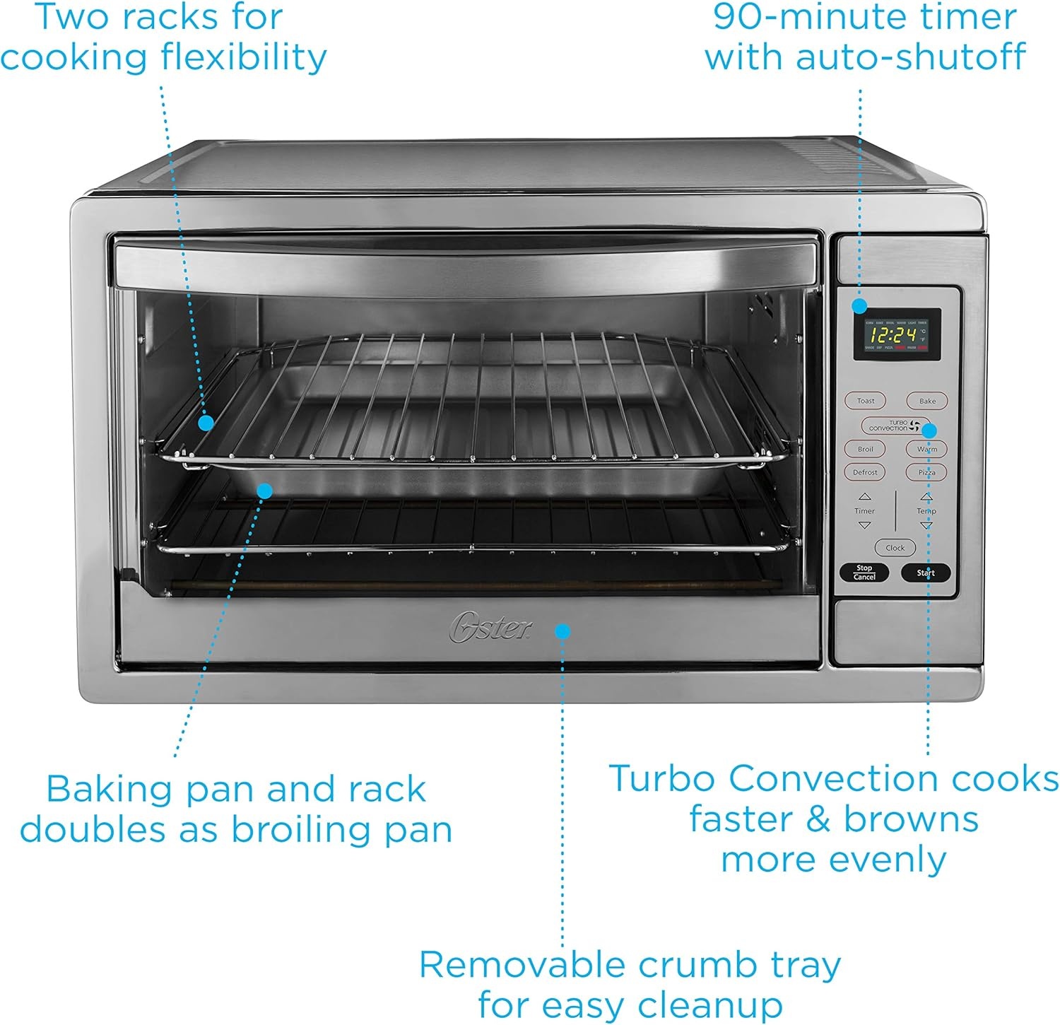 image:imageOster 10 Function Air Fryer Oven Toaster Oven CountertopGrey