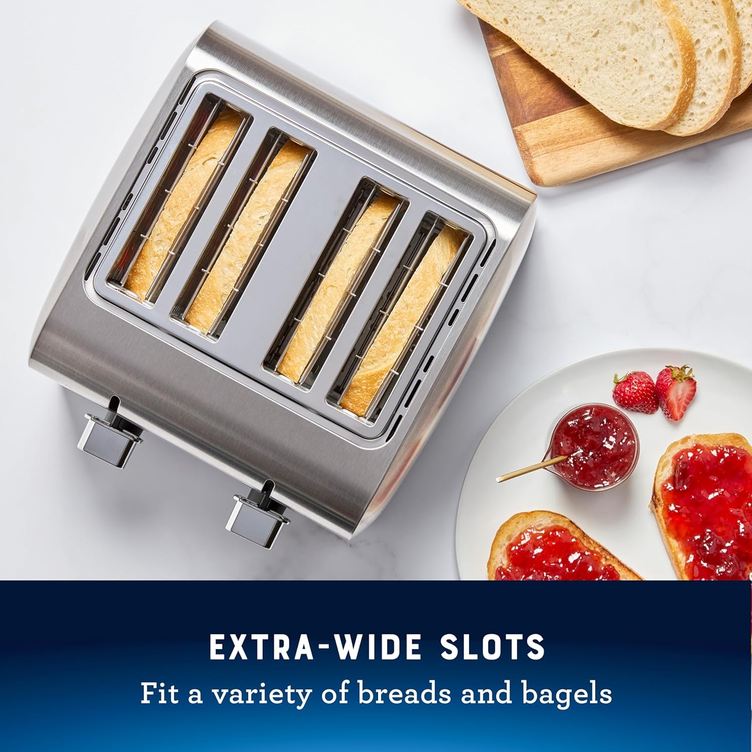 image:imageOster 2Slice Toaster with Extra Wide Slots Bagel Toaster Stainless Steel4 Slice