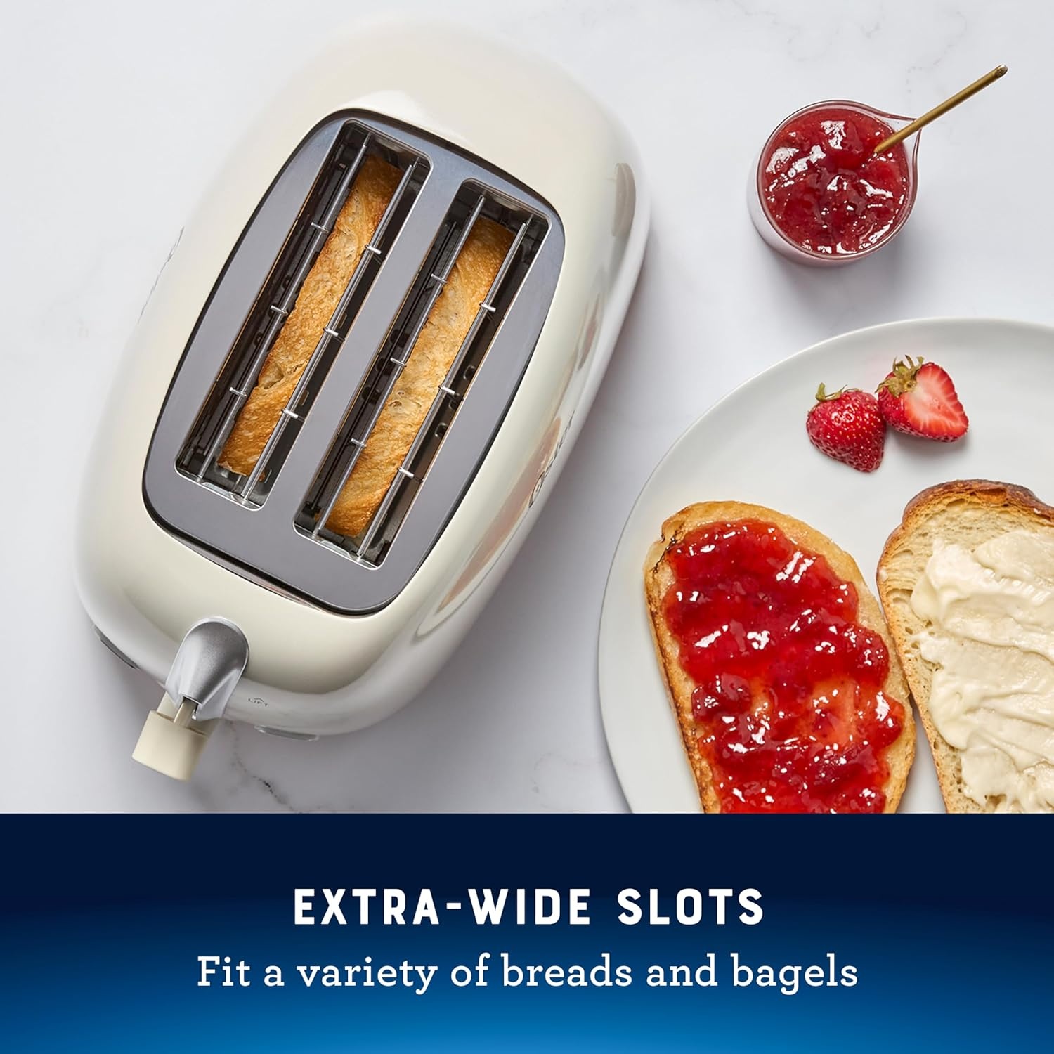 image:imageOster 4Slice Toaster with Extra Wide Slots Bagel Toaster Oat Milk2 Slice