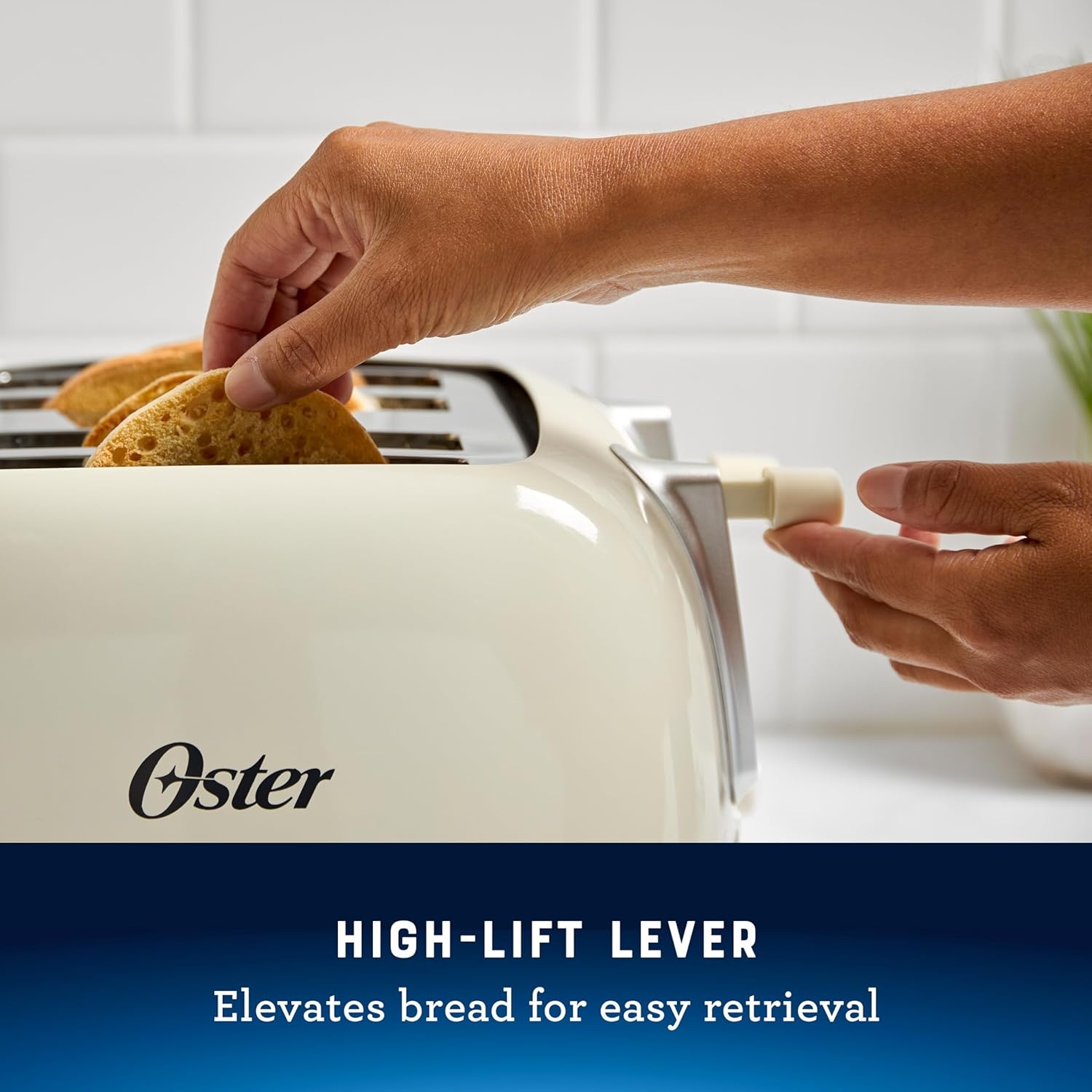 image:imageOster 4Slice Toaster with Extra Wide Slots Bagel Toaster Oat Milk4 Slice