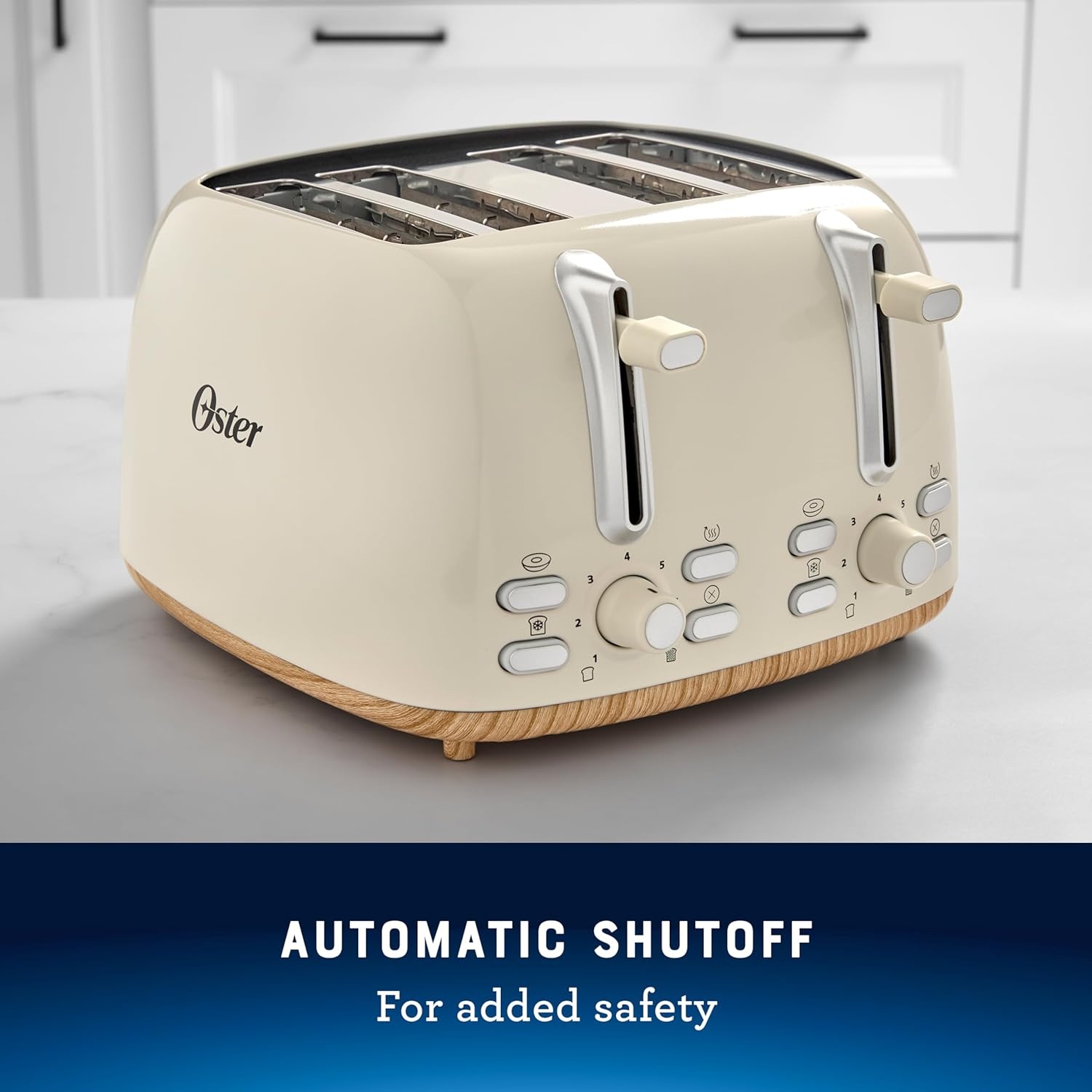 image:imageOster 4Slice Toaster with Extra Wide Slots Bagel Toaster Oat Milk4 Slice