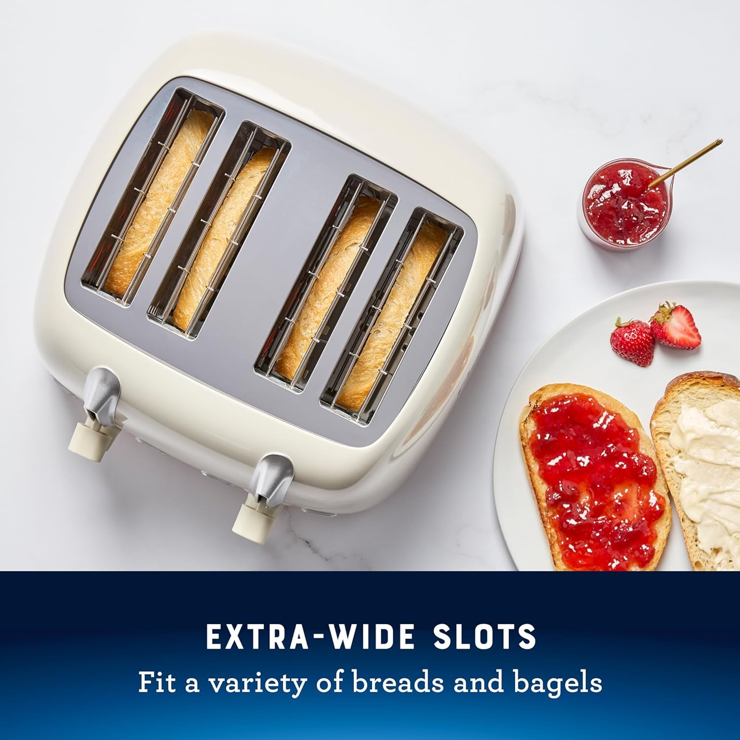 image:imageOster 4Slice Toaster with Extra Wide Slots Bagel Toaster Oat Milk4 Slice