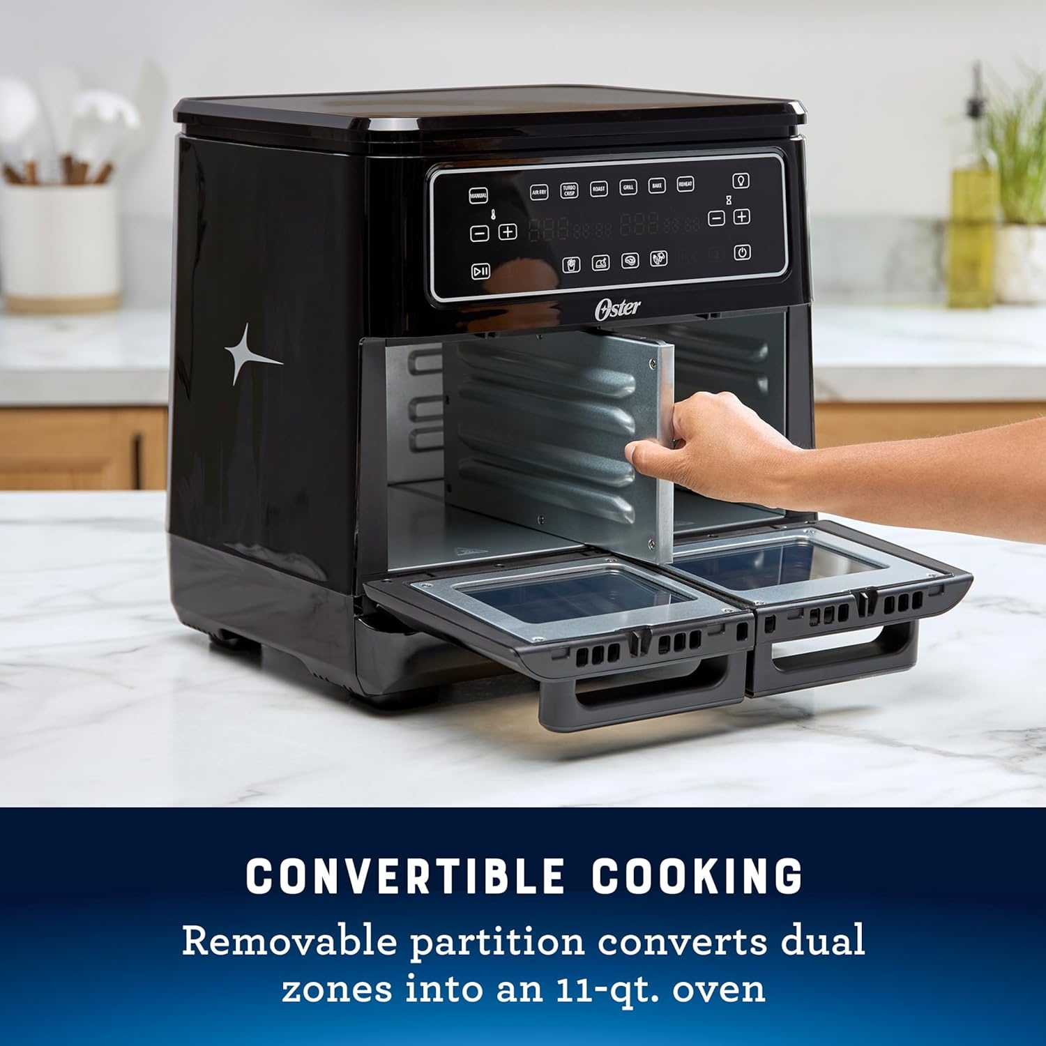 image:imageOster 6 Quart Digital Air Fryer with Window Large Capacity Airfryer for Easy Cooking11Quart Dual Zone