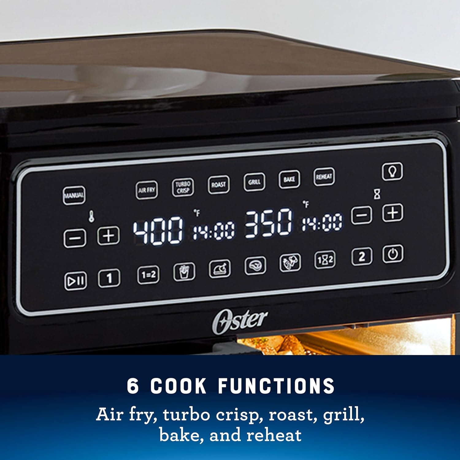 image:imageOster 6 Quart Digital Air Fryer with Window Large Capacity Airfryer for Easy Cooking11Quart Dual Zone