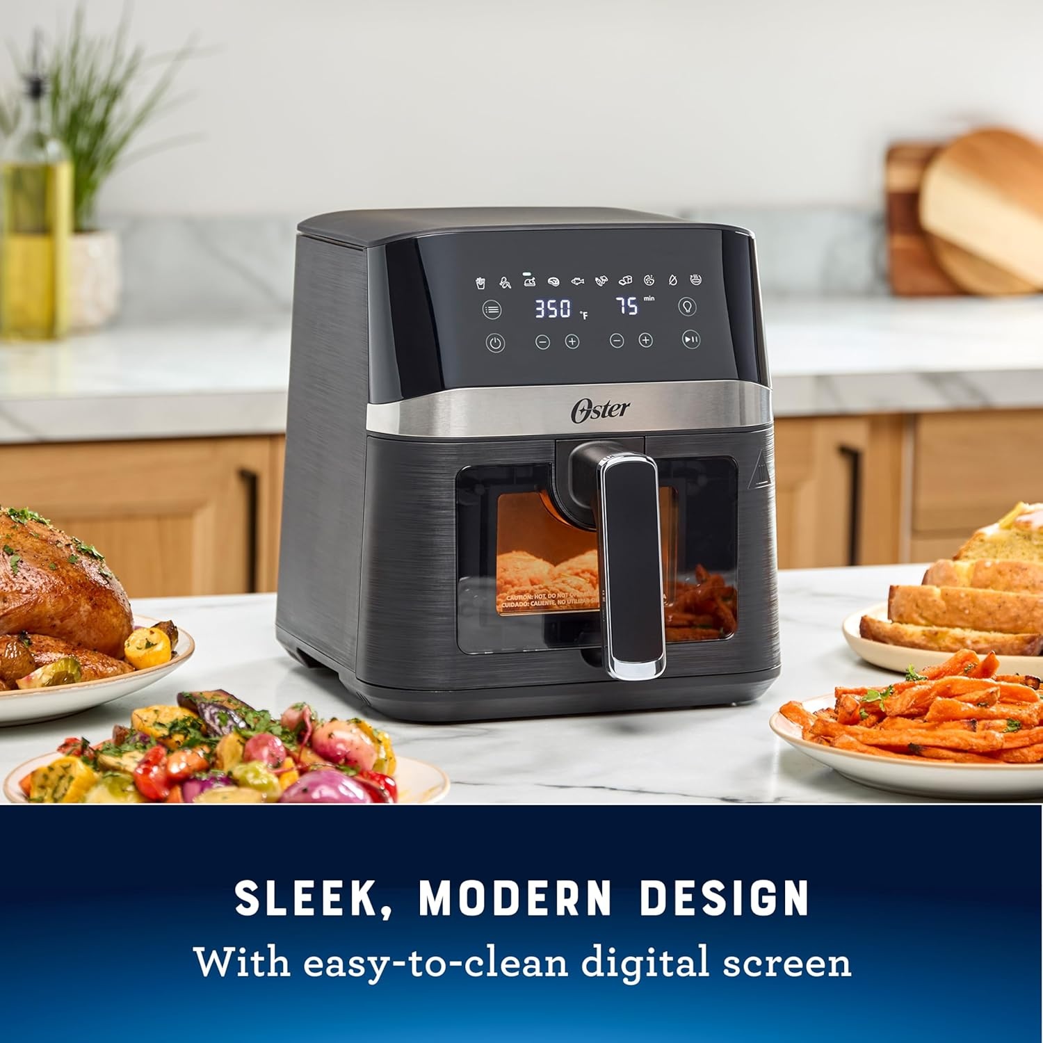 image:imageOster 6 Quart Digital Air Fryer with Window Large Capacity Airfryer for Easy Cooking4Quart