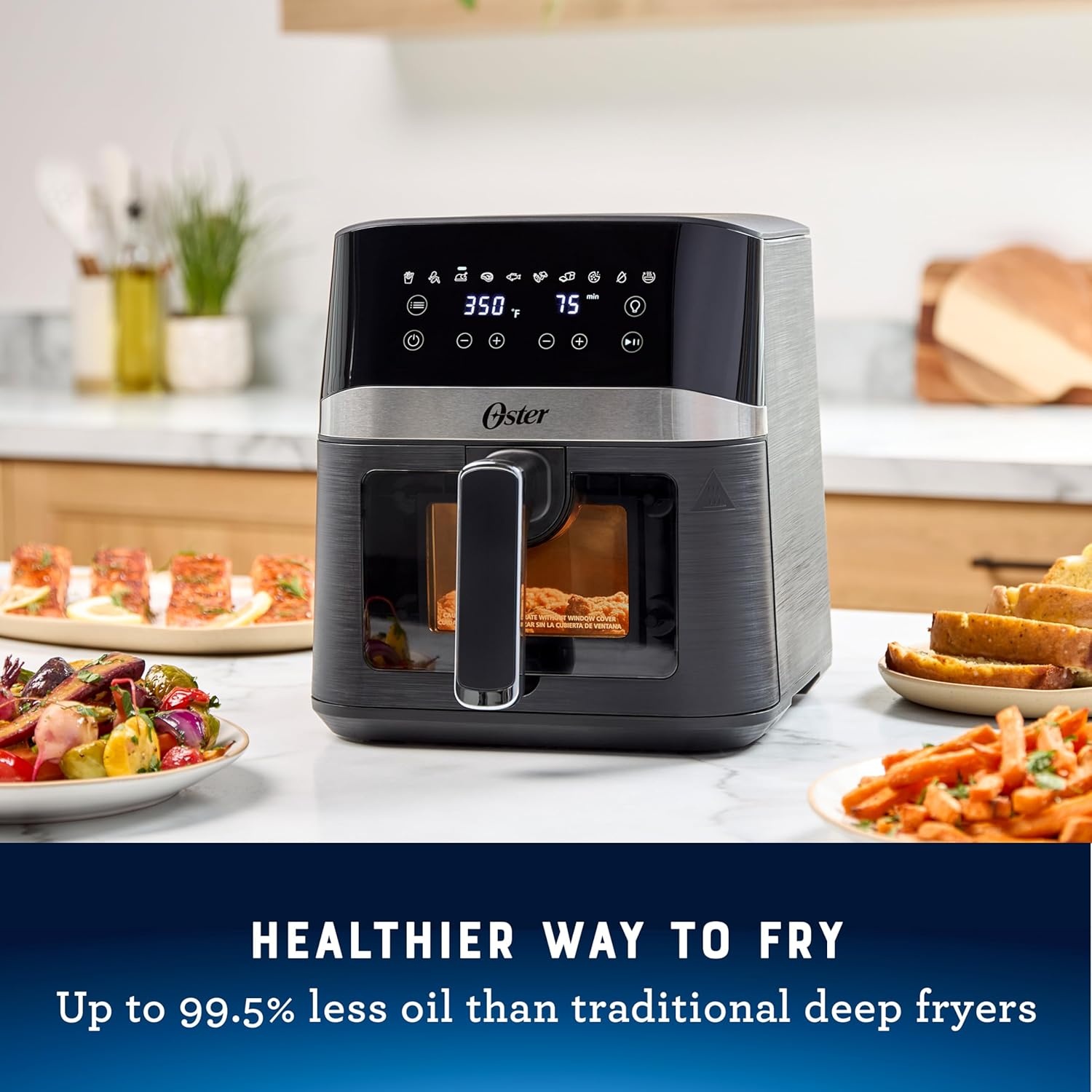 image:imageOster 6 Quart Digital Air Fryer with Window Large Capacity Airfryer for Easy Cooking4Quart