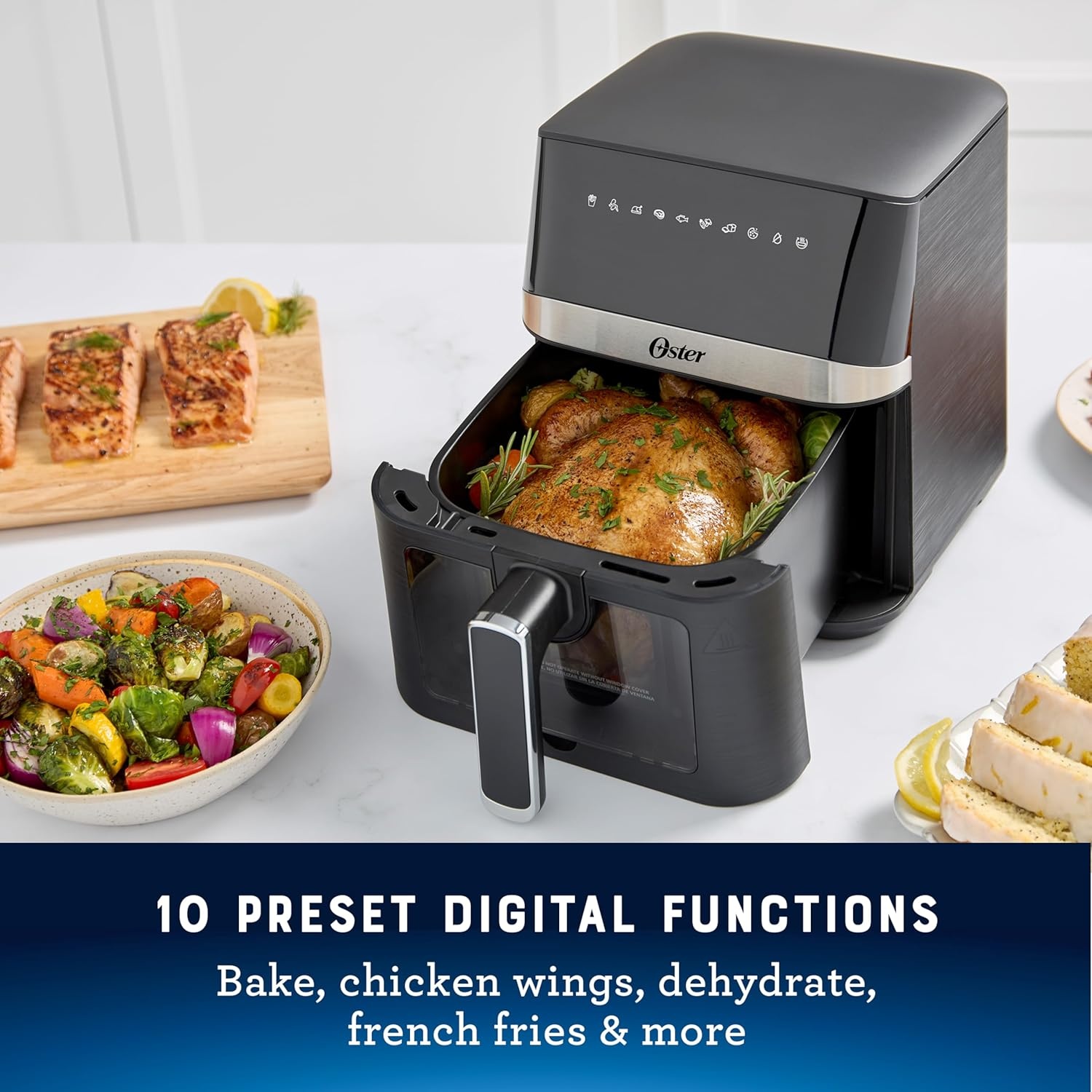 image:imageOster 6 Quart Digital Air Fryer with Window Large Capacity Airfryer for Easy Cooking4Quart