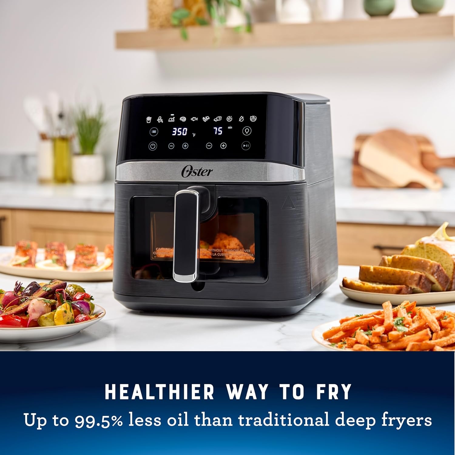 image:imageOster 6 Quart Digital Air Fryer with Window Large Capacity Airfryer for Easy Cooking6Quart