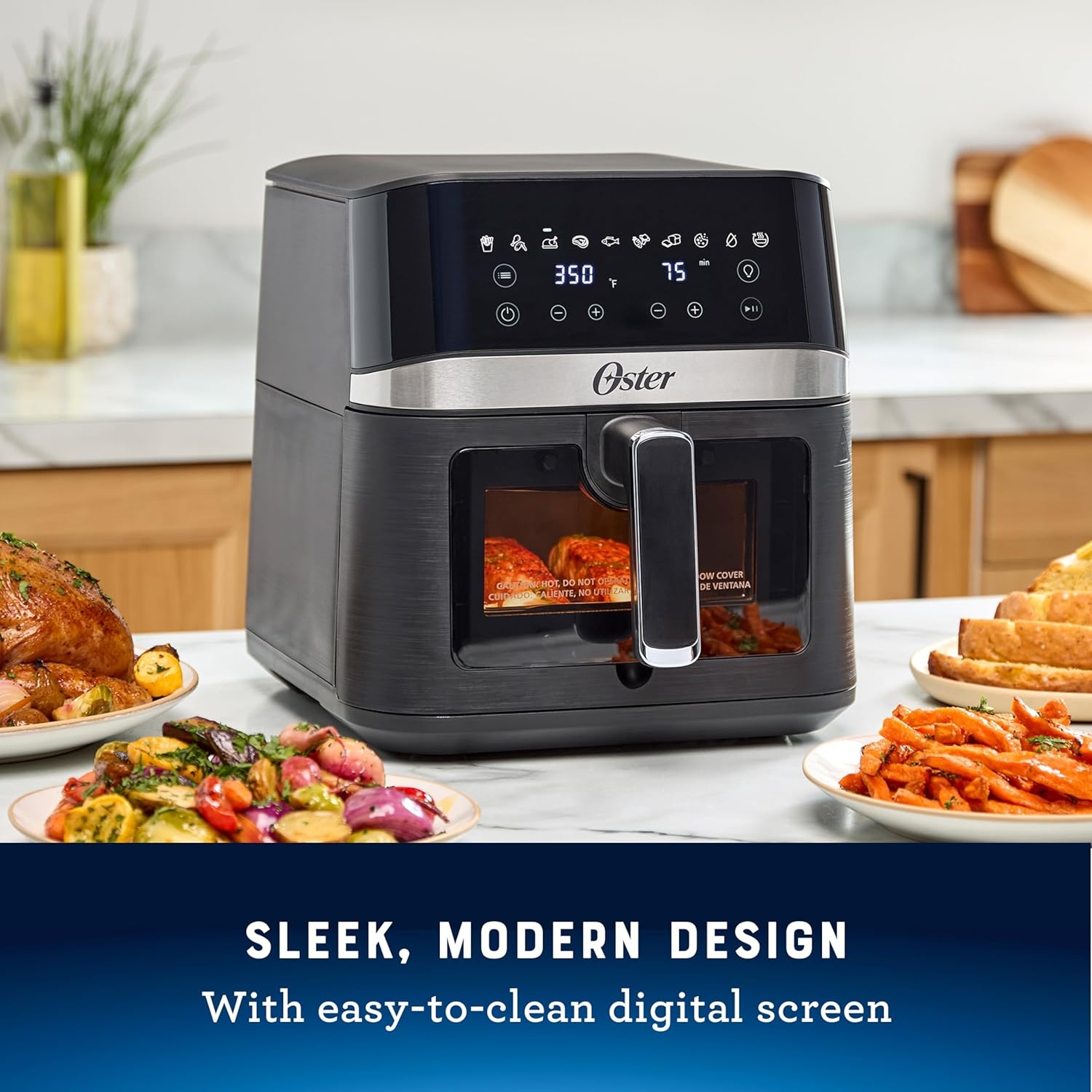 image:imageOster 6 Quart Digital Air Fryer with Window Large Capacity Airfryer for Easy Cooking6Quart