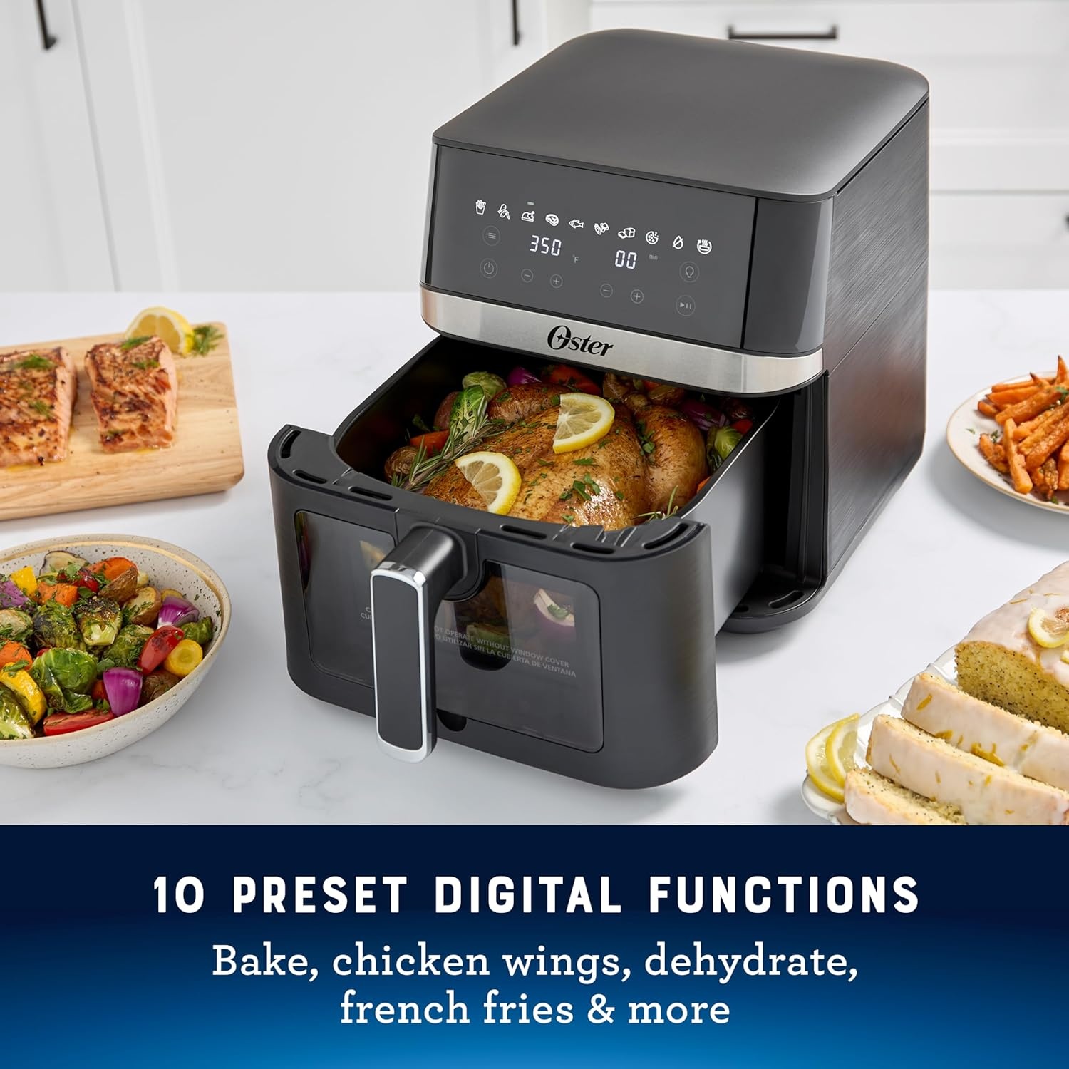 image:imageOster 6 Quart Digital Air Fryer with Window Large Capacity Airfryer for Easy Cooking6Quart