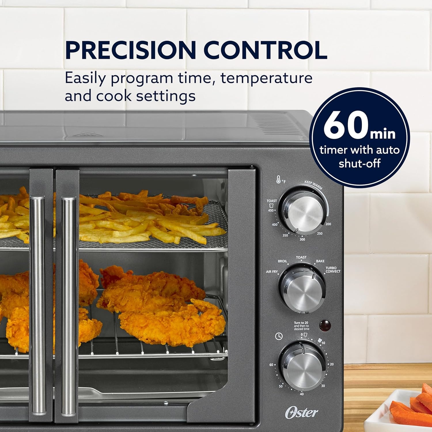 image:imageOster ExtraLarge 42L French Door Countertop Toaster Oven 6in1 Air Fryer Oven with Air Fry Rack Wire Rack Baking Pan and Crumb Tray Stainless SteelGrey