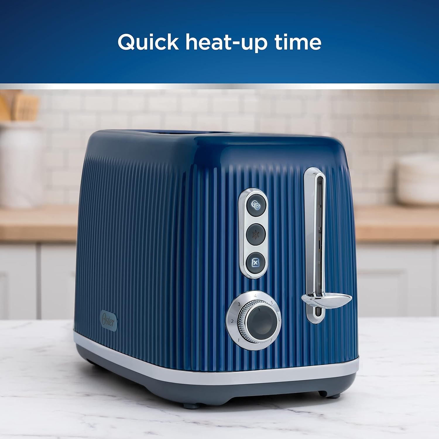 image:imageOster Retro 2Slice Toaster with QuickCheck Lever ExtraWide Slots Impressions Collection RedBlue