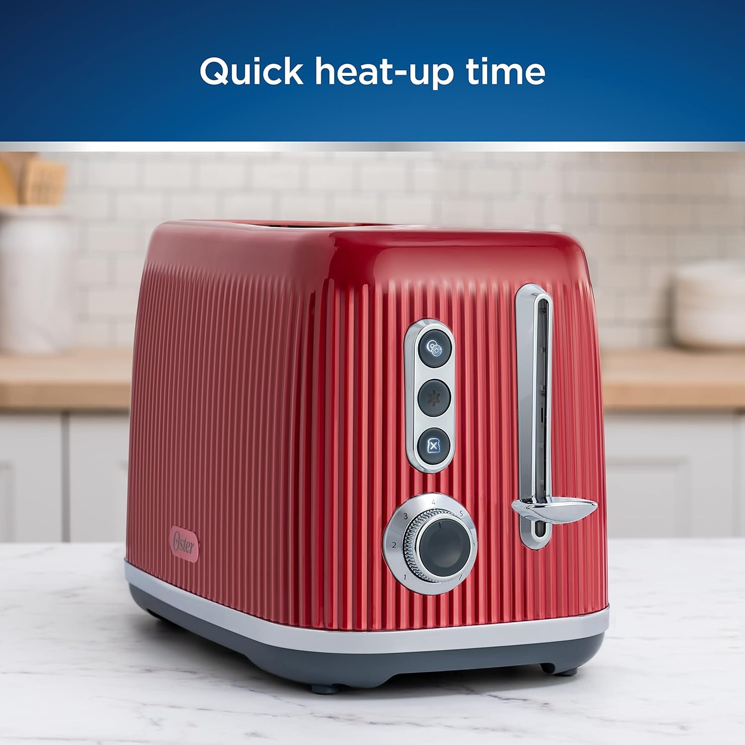 image:imageOster Retro 2Slice Toaster with QuickCheck Lever ExtraWide Slots Impressions Collection RedRed
