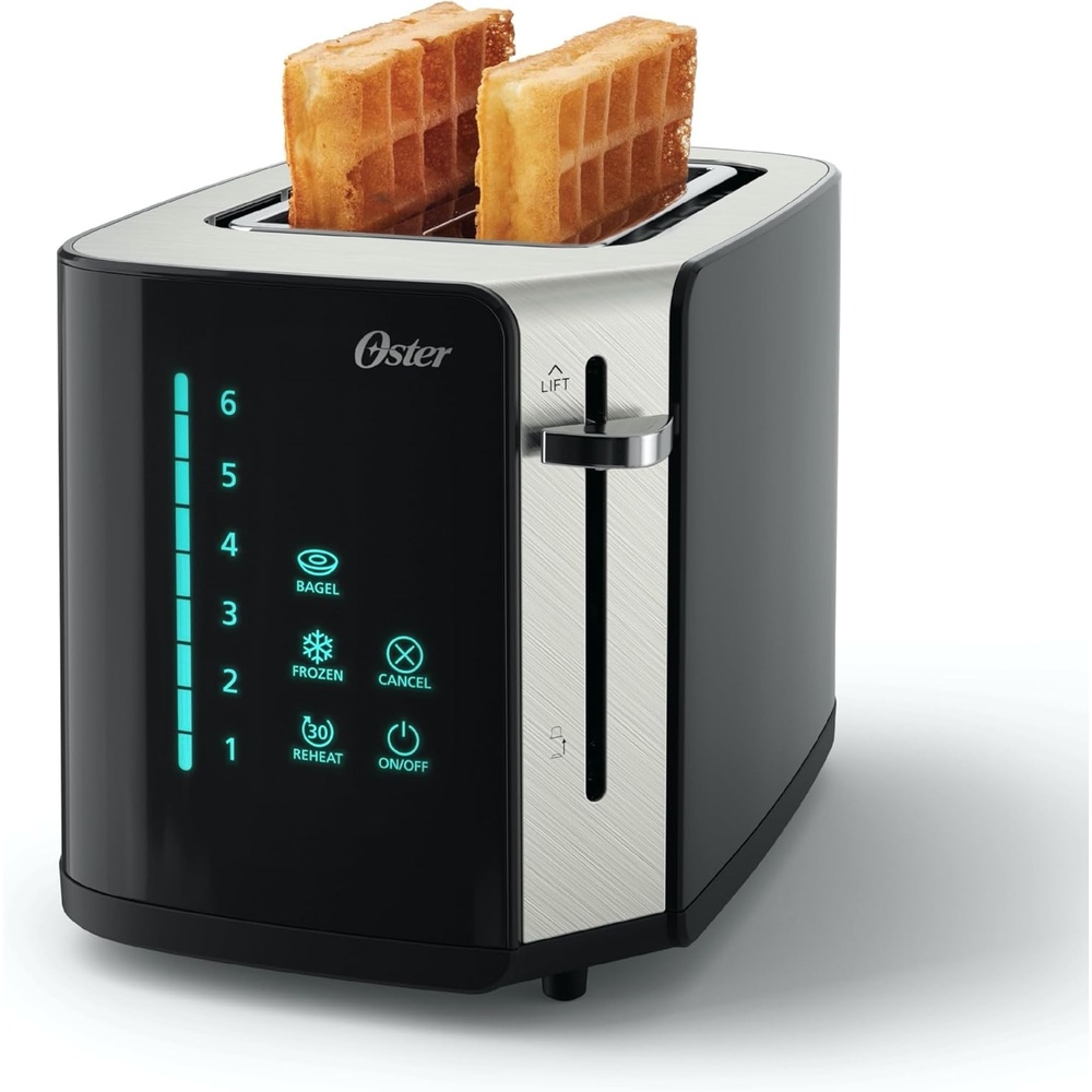 image:imageOster 4Slice Toaster Touch Screen Stainless Steel Digital Timer 6 Shade Settings Easy to Clean Removable Crumb Tray2Slice