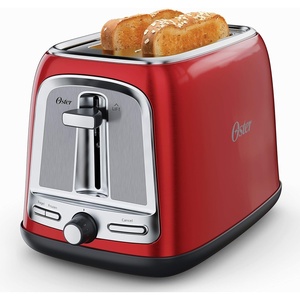 image:imageOster 2Slice Toaster with Advanced Toast Technology Bagel Toaster for All Bread Types Stainless SteelRed