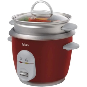 image:imageOster Rice Cooker 6 Cup Cooked 3 Cup Uncooked Electric Rice Maker Compact Size for Family Meals amp Sides Automatic Keep Warm Nonstick Inner Pot BlackRed