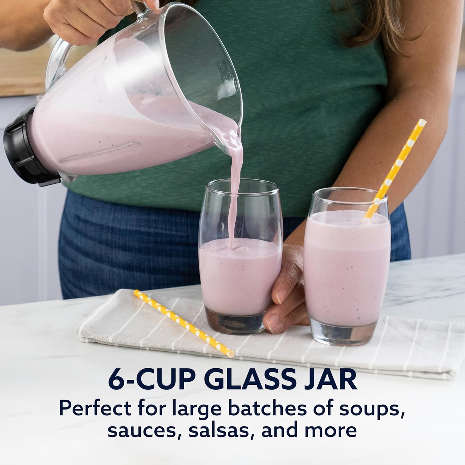 image:imageOster Pro 1200 Smoothie Blender with Glass Jar amp 24oz ToGo Cup Countertop Kitchen Blender with 7 Speeds 1200W Power Brushed NickelBlender