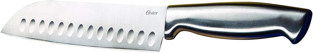 image:imageOster Baldwyn 14 Piece Stainless Steel Cutting Kitchen Knife Cutlery Set with Swivel Block Holder and Knife Sharpener Brushed SatinBrushed Satin Baldwyn 14pc