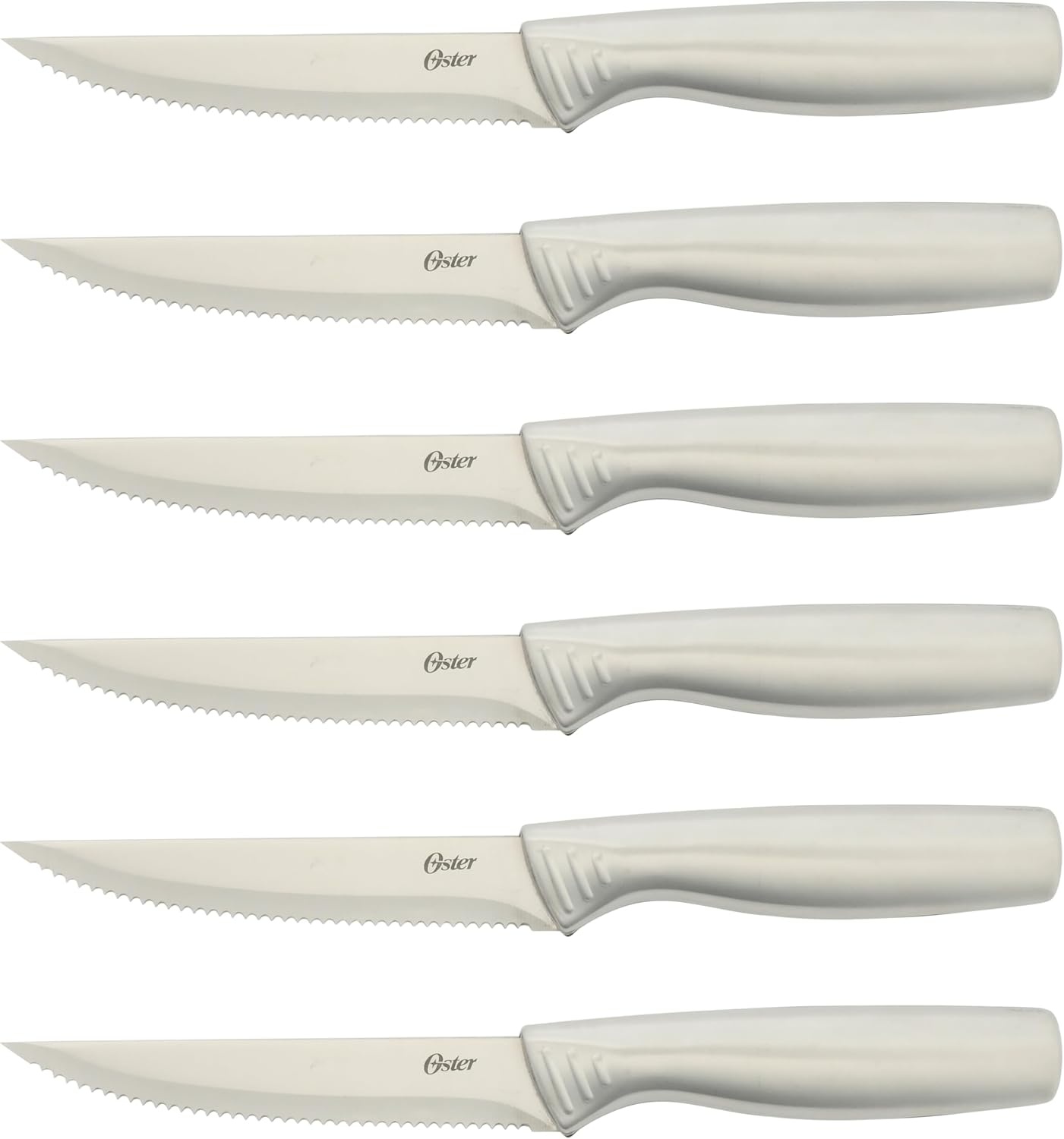 image:imageOster Baldwyn 14 Piece Stainless Steel Cutting Kitchen Knife Cutlery Set with Swivel Block Holder and Knife Sharpener Brushed SatinBrushed Satin Eckert 15pc