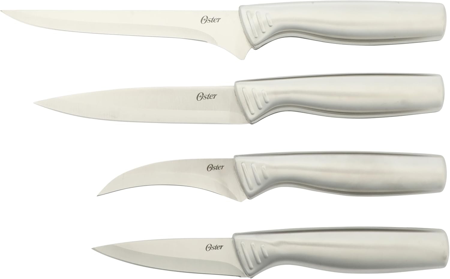 image:imageOster Baldwyn 14 Piece Stainless Steel Cutting Kitchen Knife Cutlery Set with Swivel Block Holder and Knife Sharpener Brushed SatinBrushed Satin Eckert 15pc