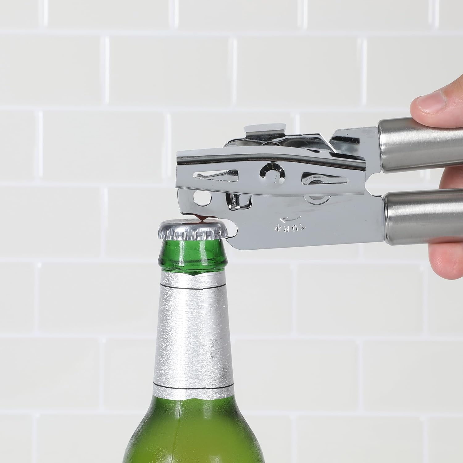 image:imageOster Baldwyn Multifunction Can Opener and Bottle Opener with Stainless Steel Handle Durable Kitchen Tool for Easy Opening